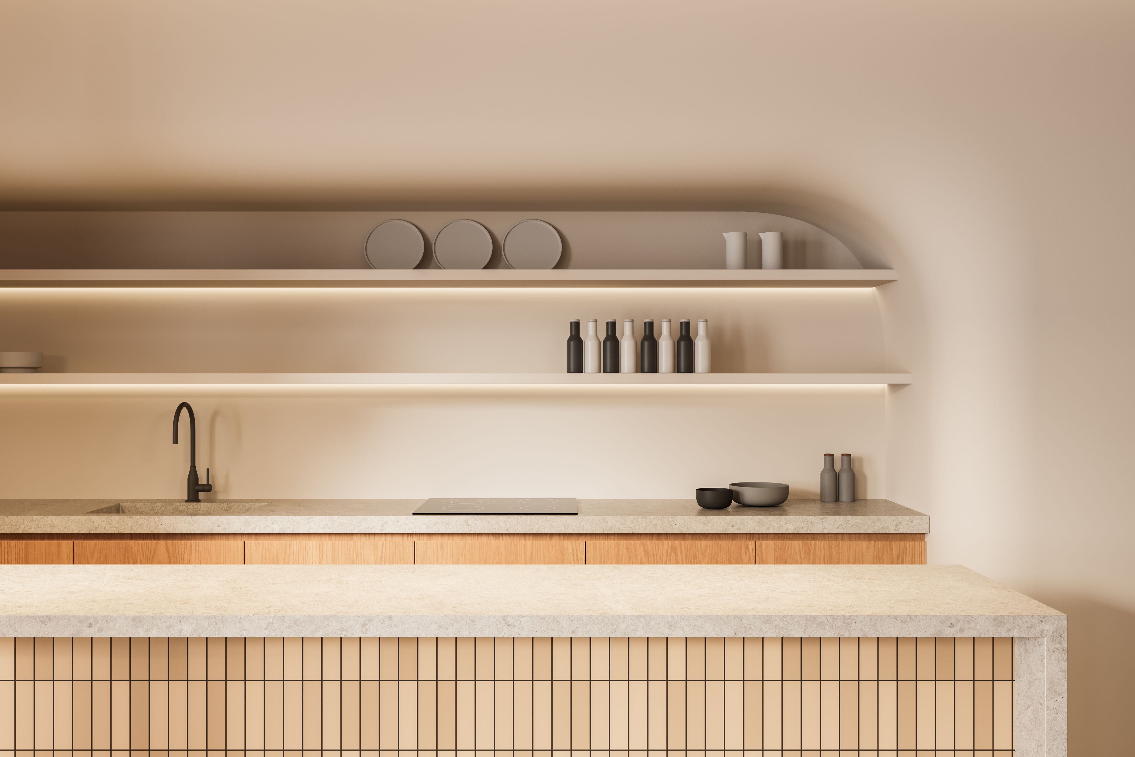 open kitchen shelves