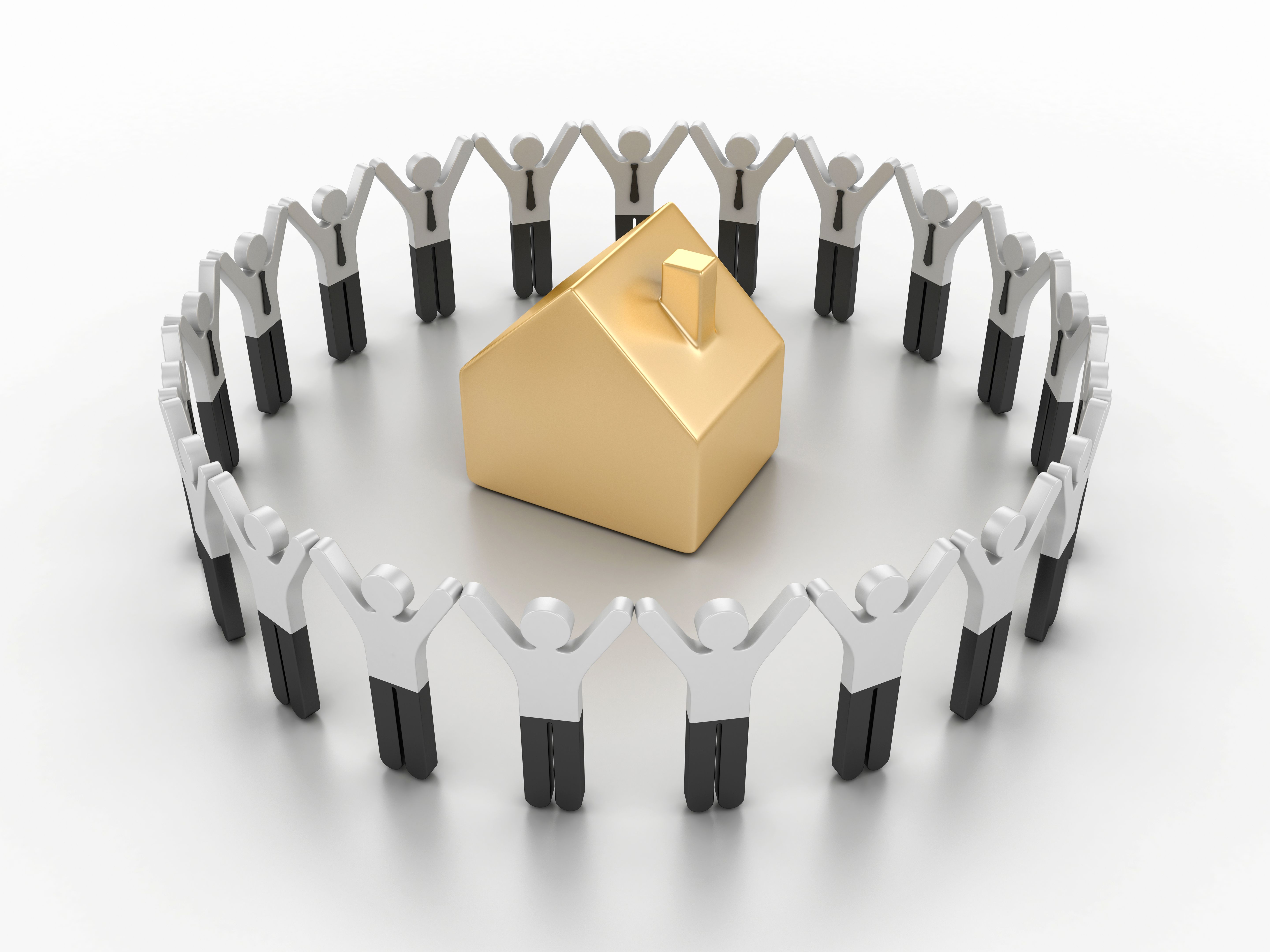 3D House with Pictogram Teamwork People 3D House with Pictogram Teamwork People