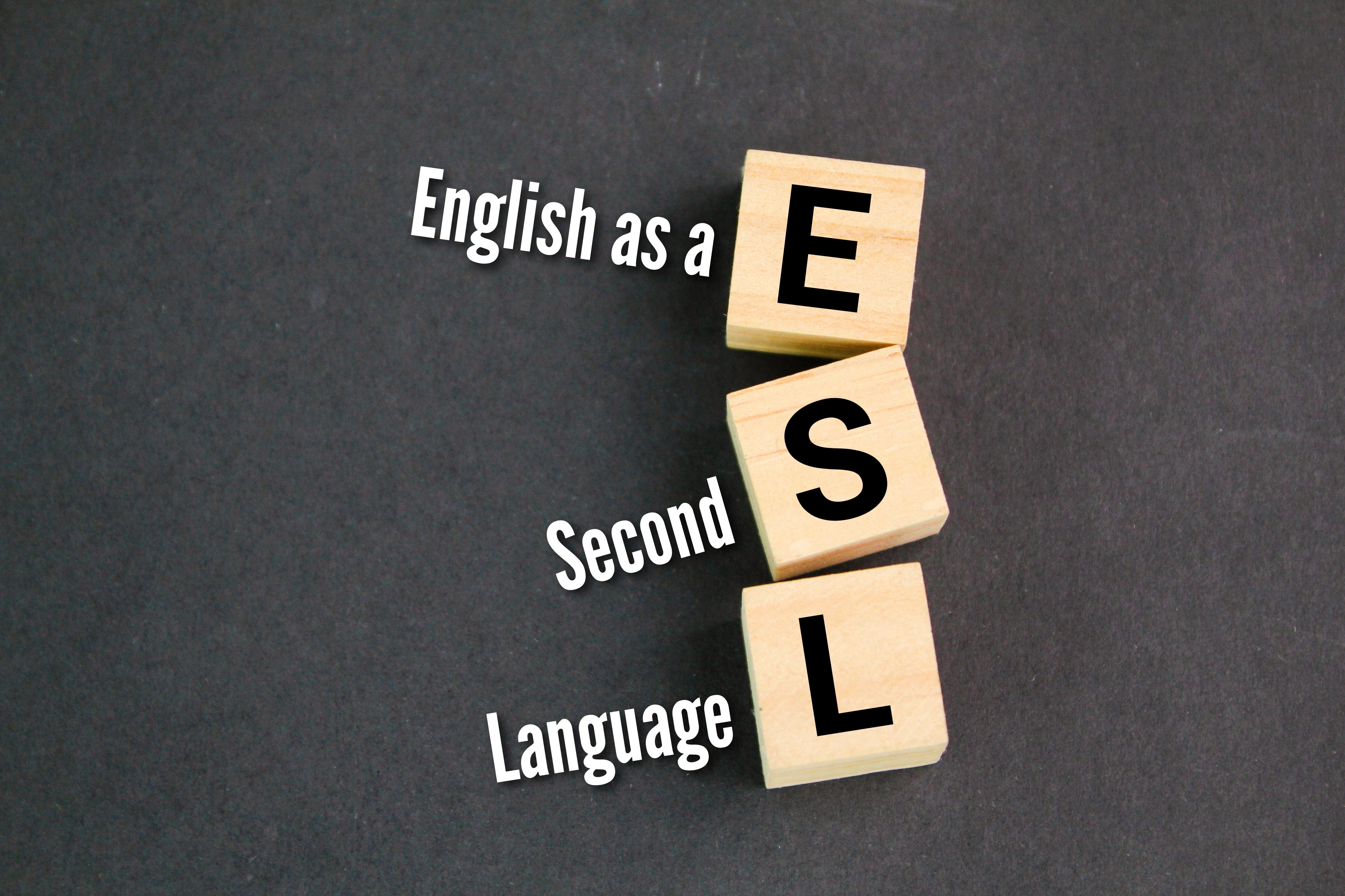 wooden cubes with ESL. English as a Second Language