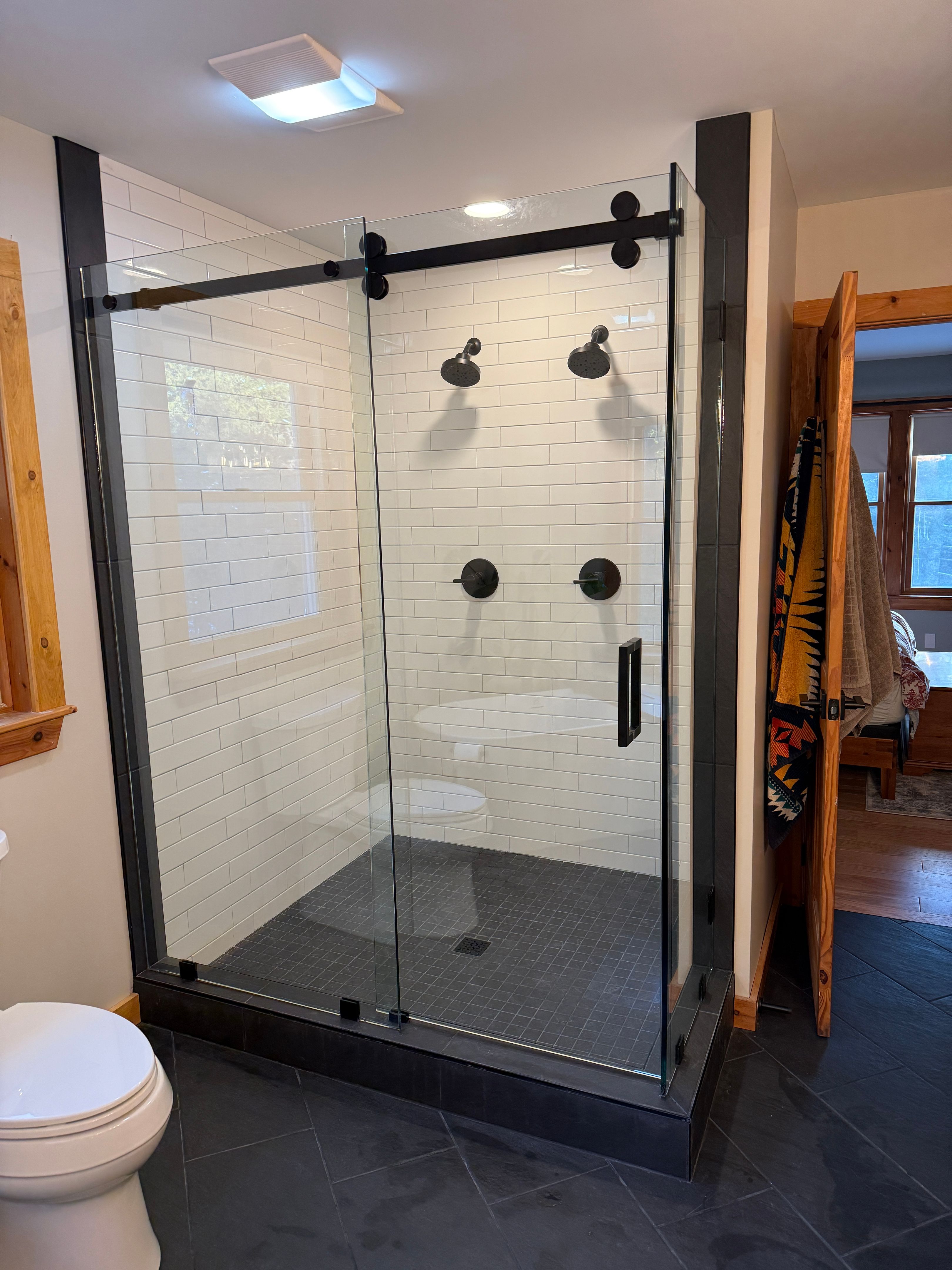 Modern Style Shower with Two Faucets