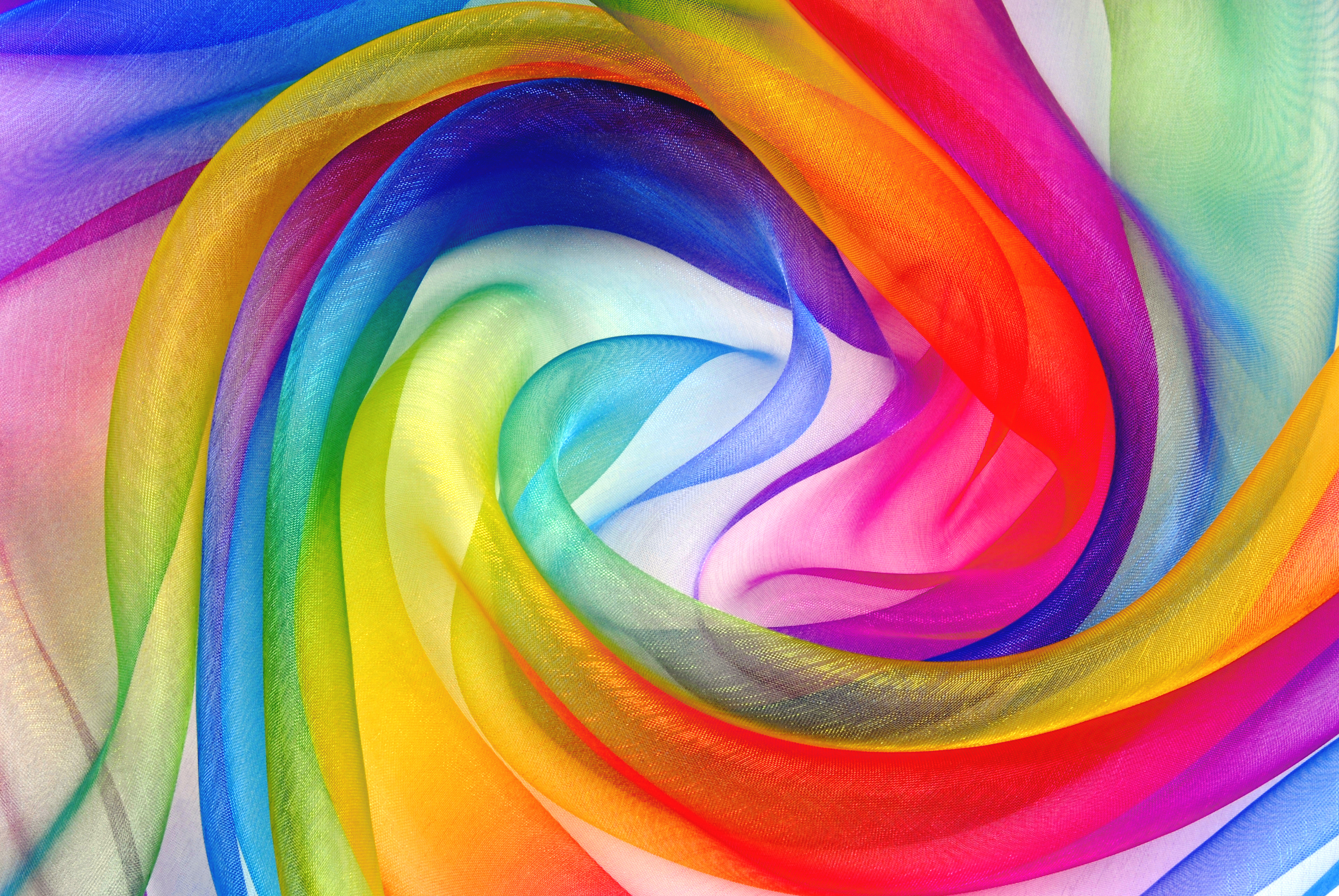 twisted twirl of organza fabric multicolor texture