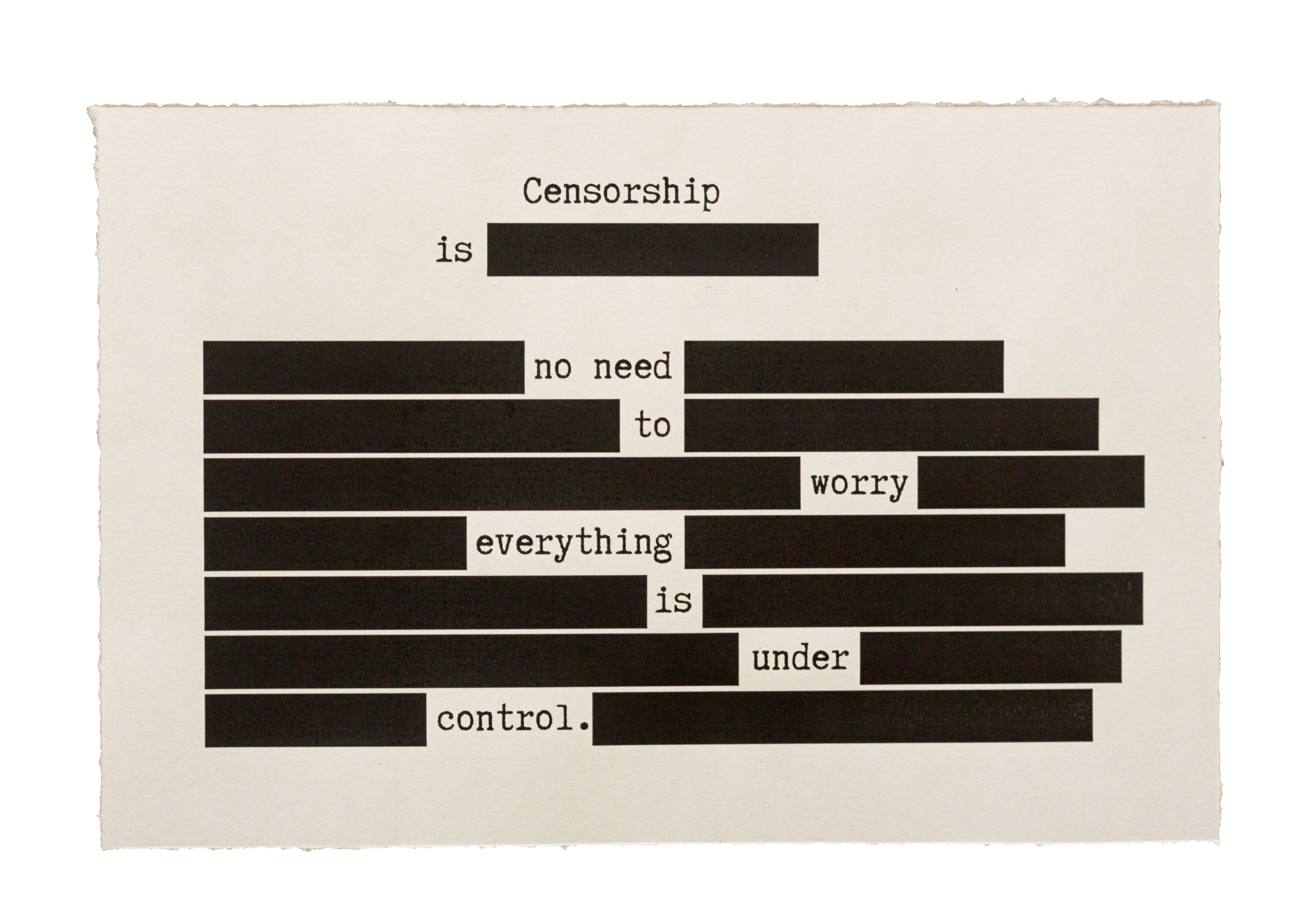 Censored message redacts everything except ironic remaining words