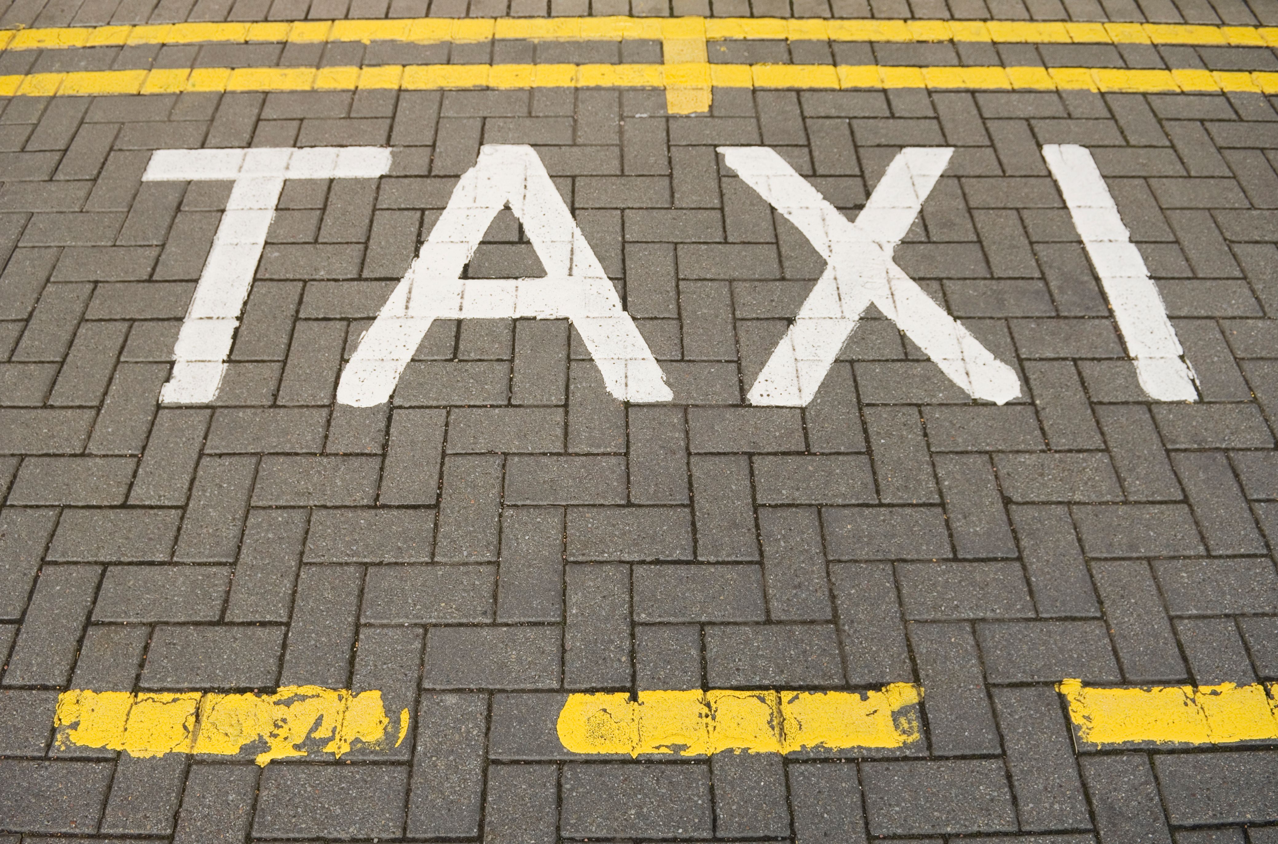 Taxi markings on road