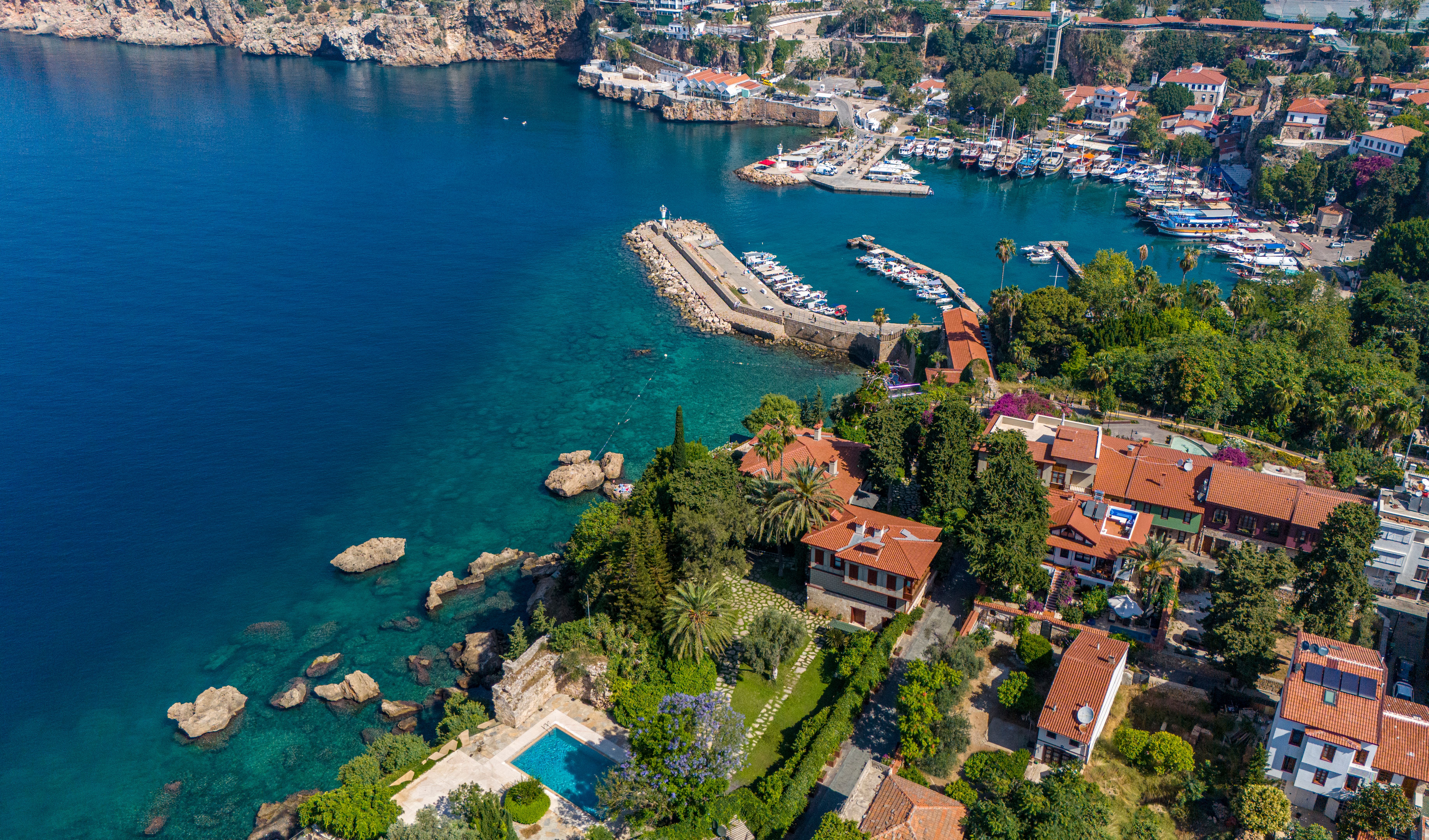 Aerial View Of Antalya Harbour (Kaleici), Antalya, Turkey