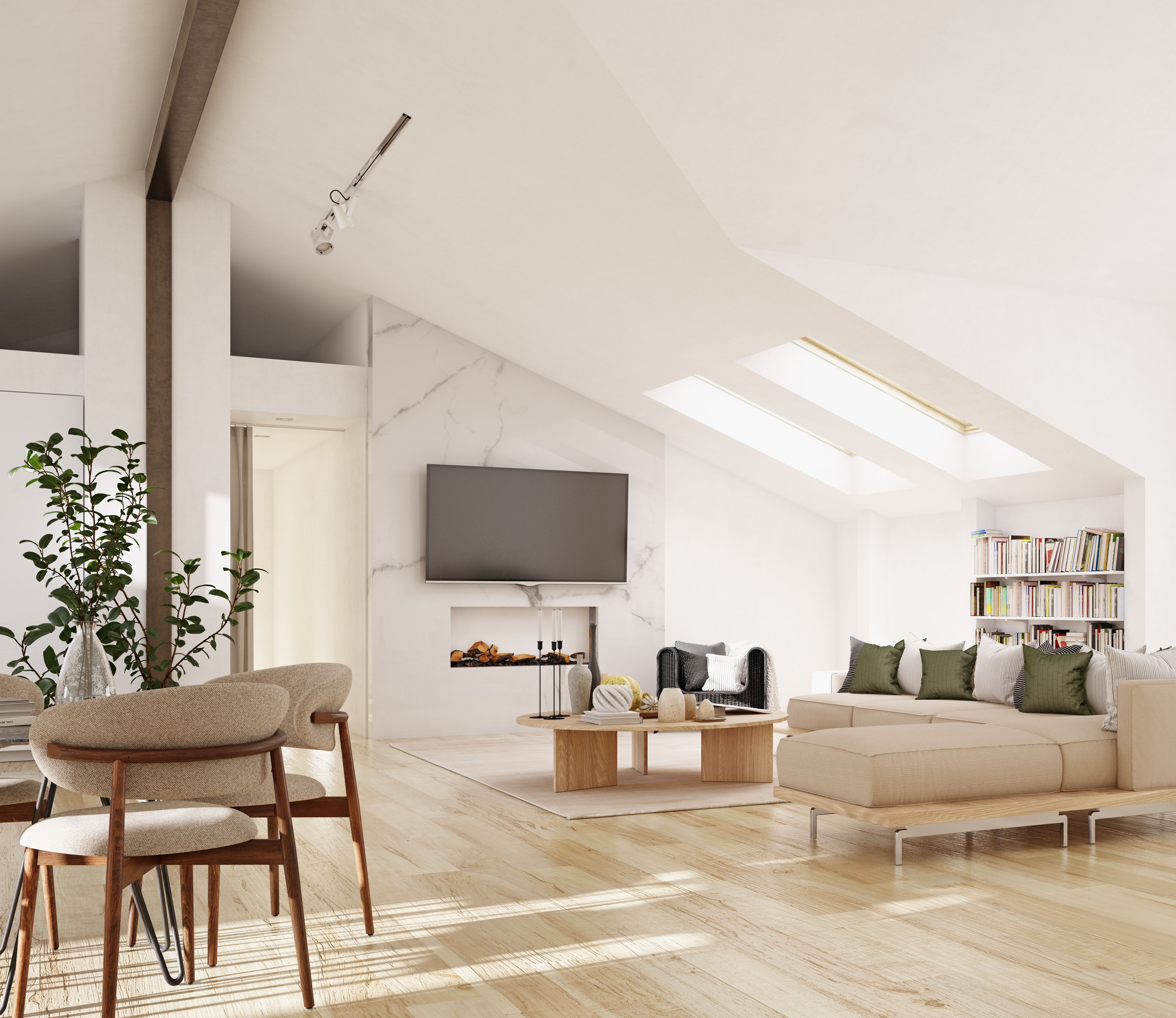 cleaning living room