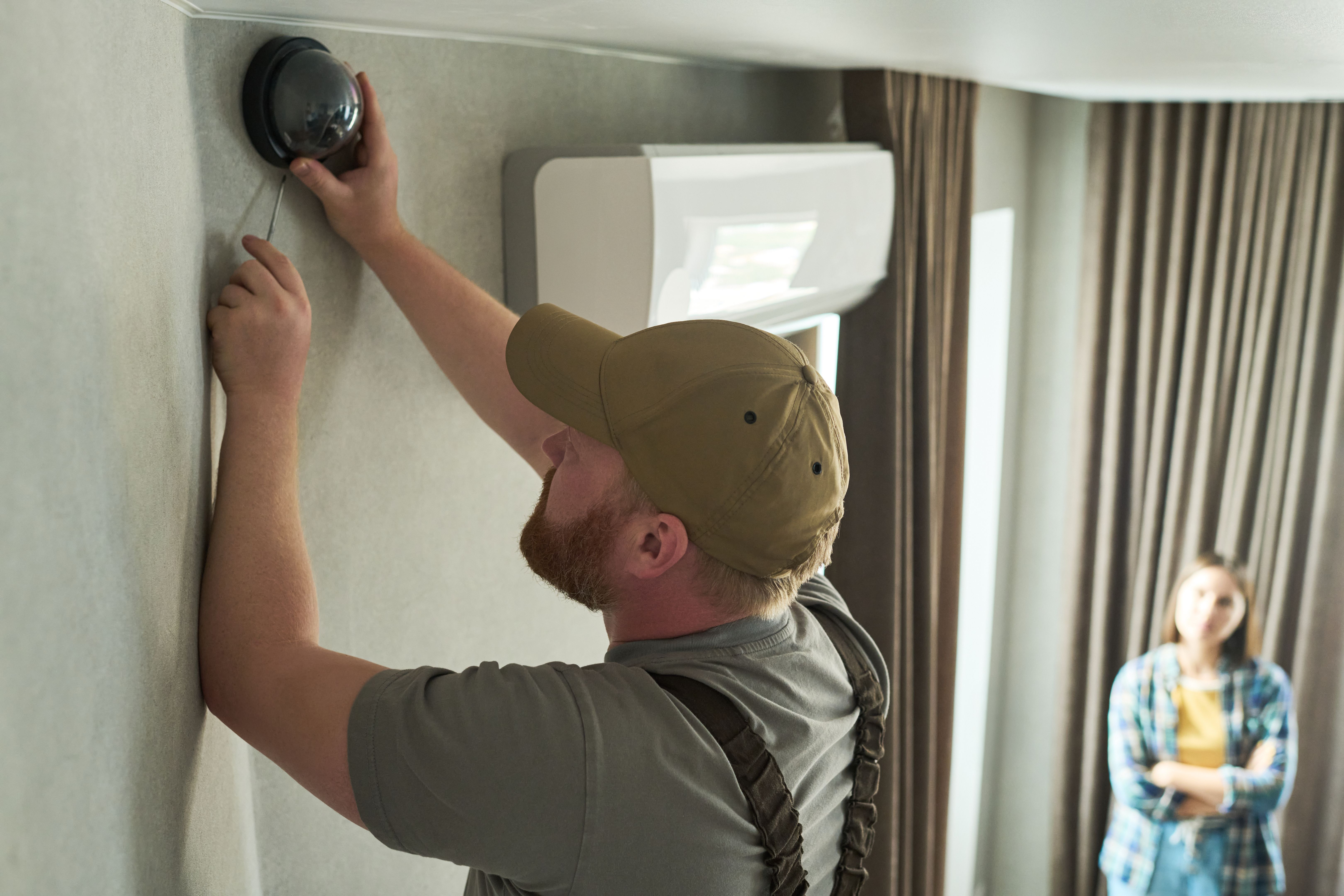 technician installing camera