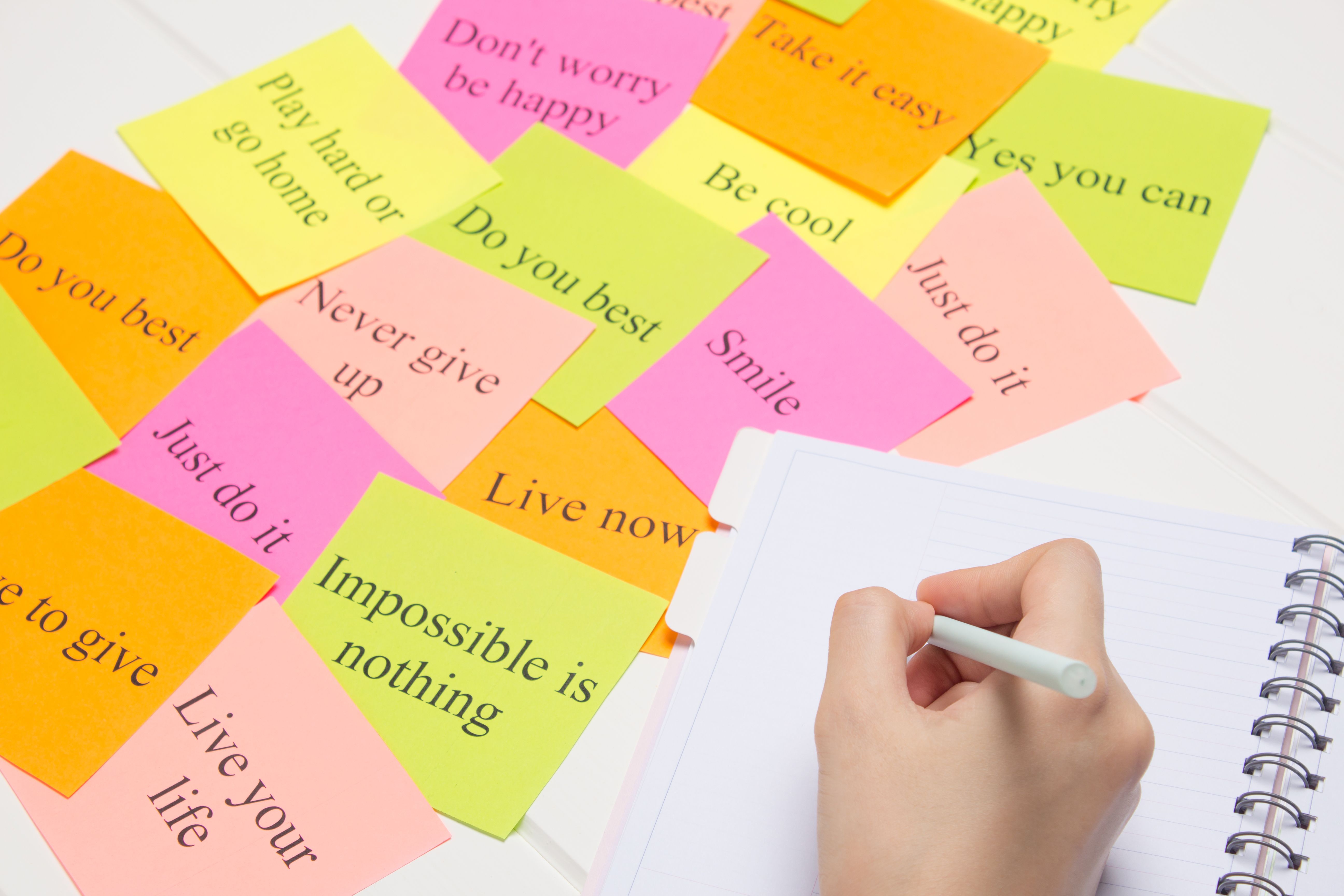 writing positive words