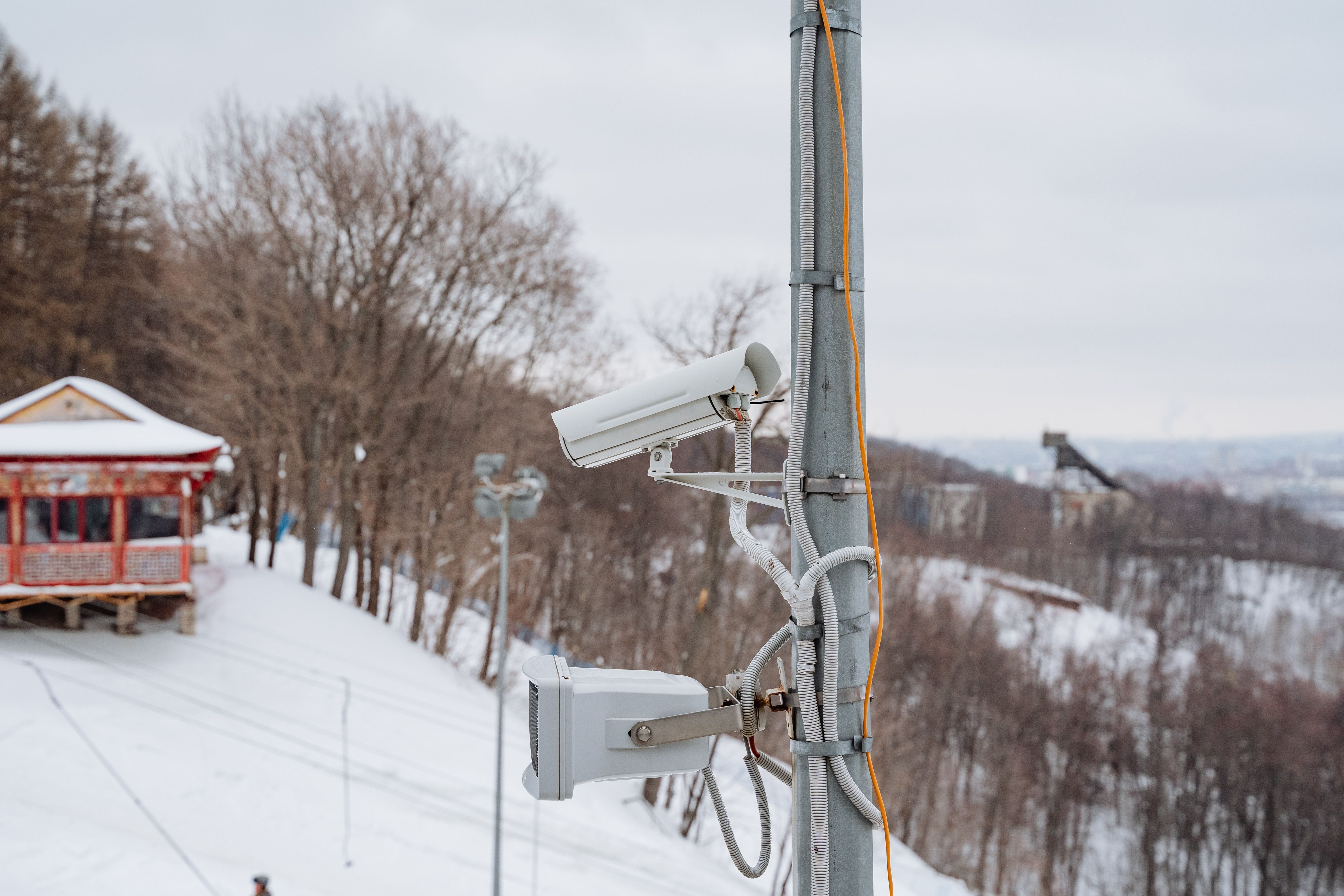snow on security devices