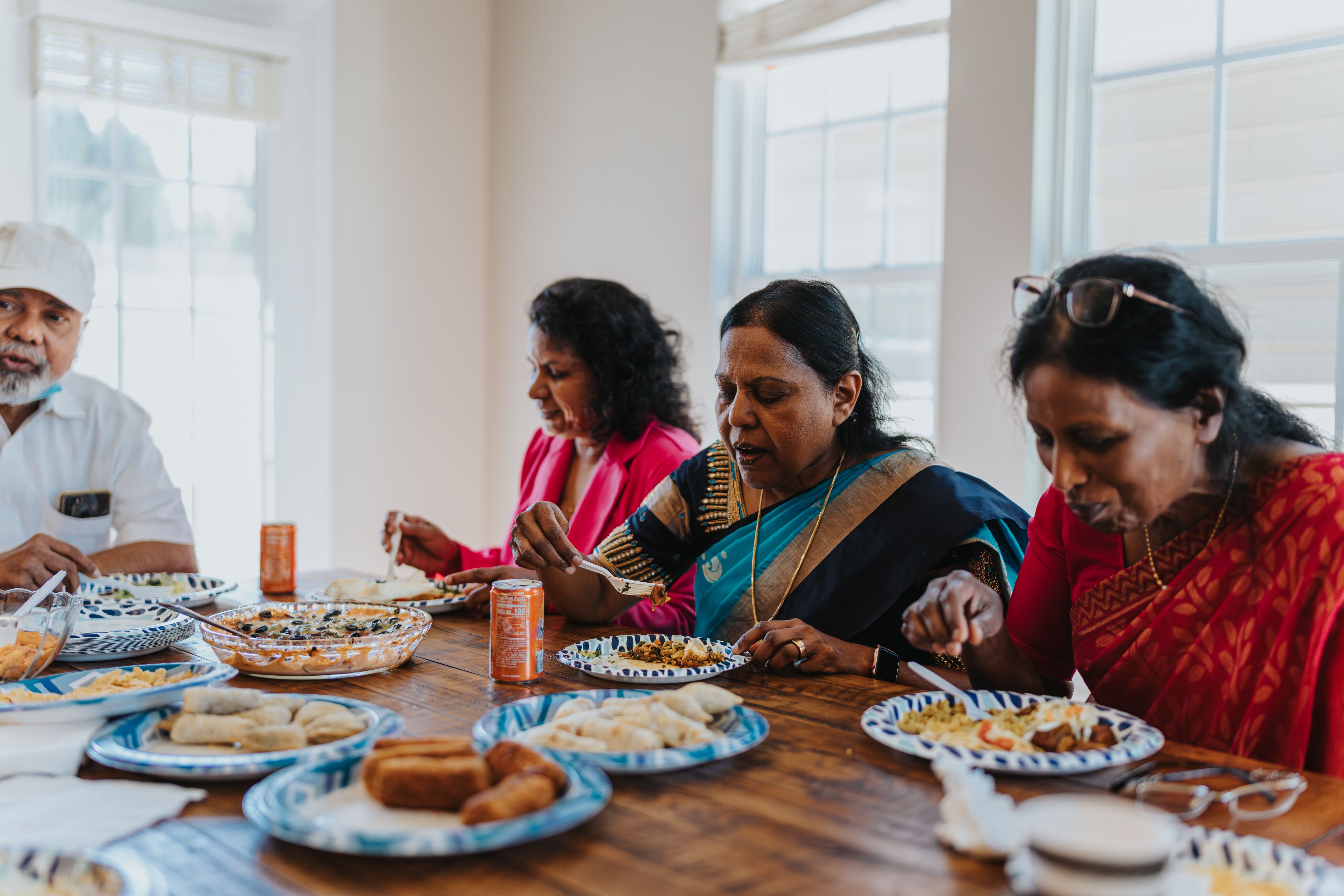 family eating indian food