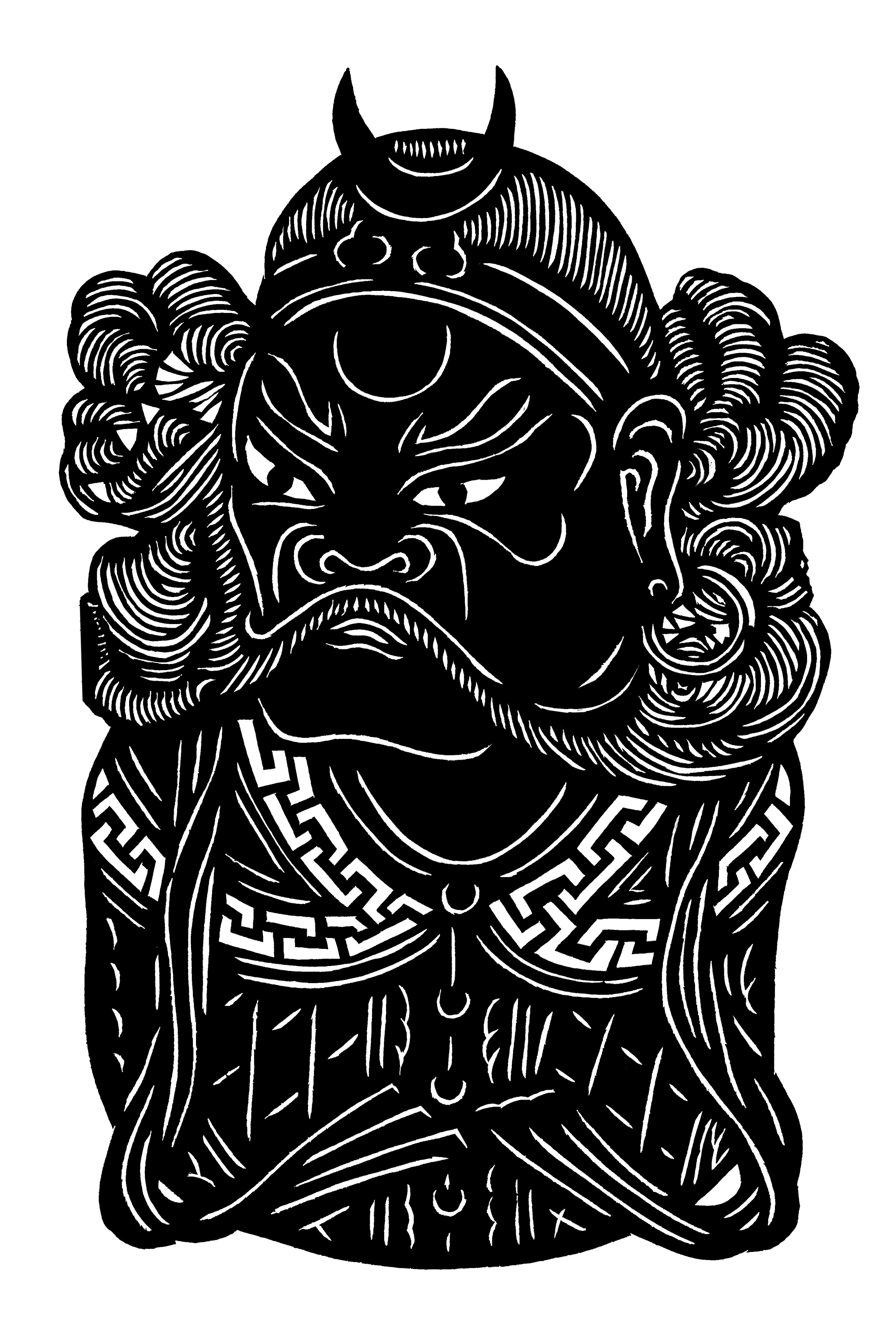 Silhouette of Chinese opera masks