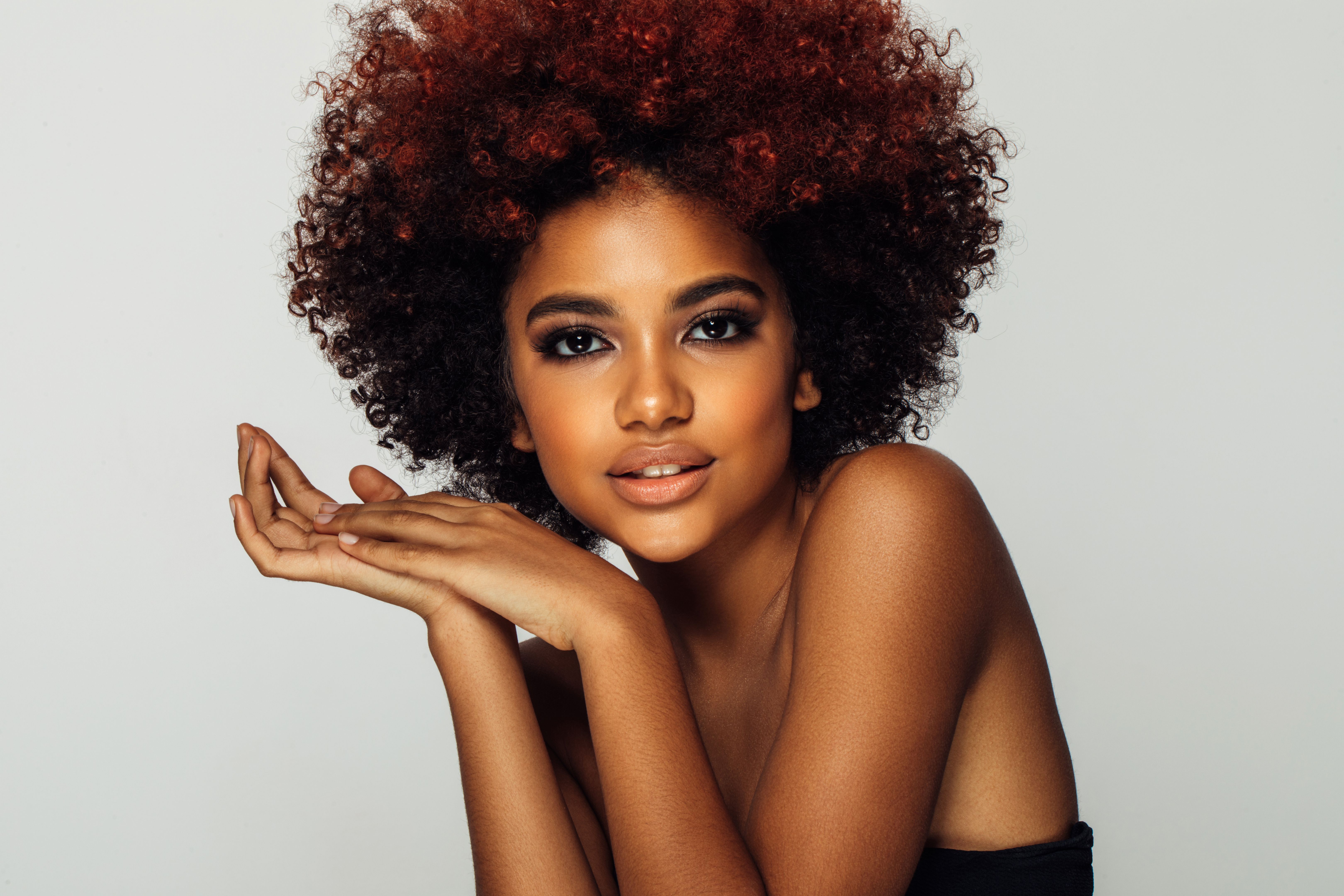 Beautiful afro woman with perfect make-up