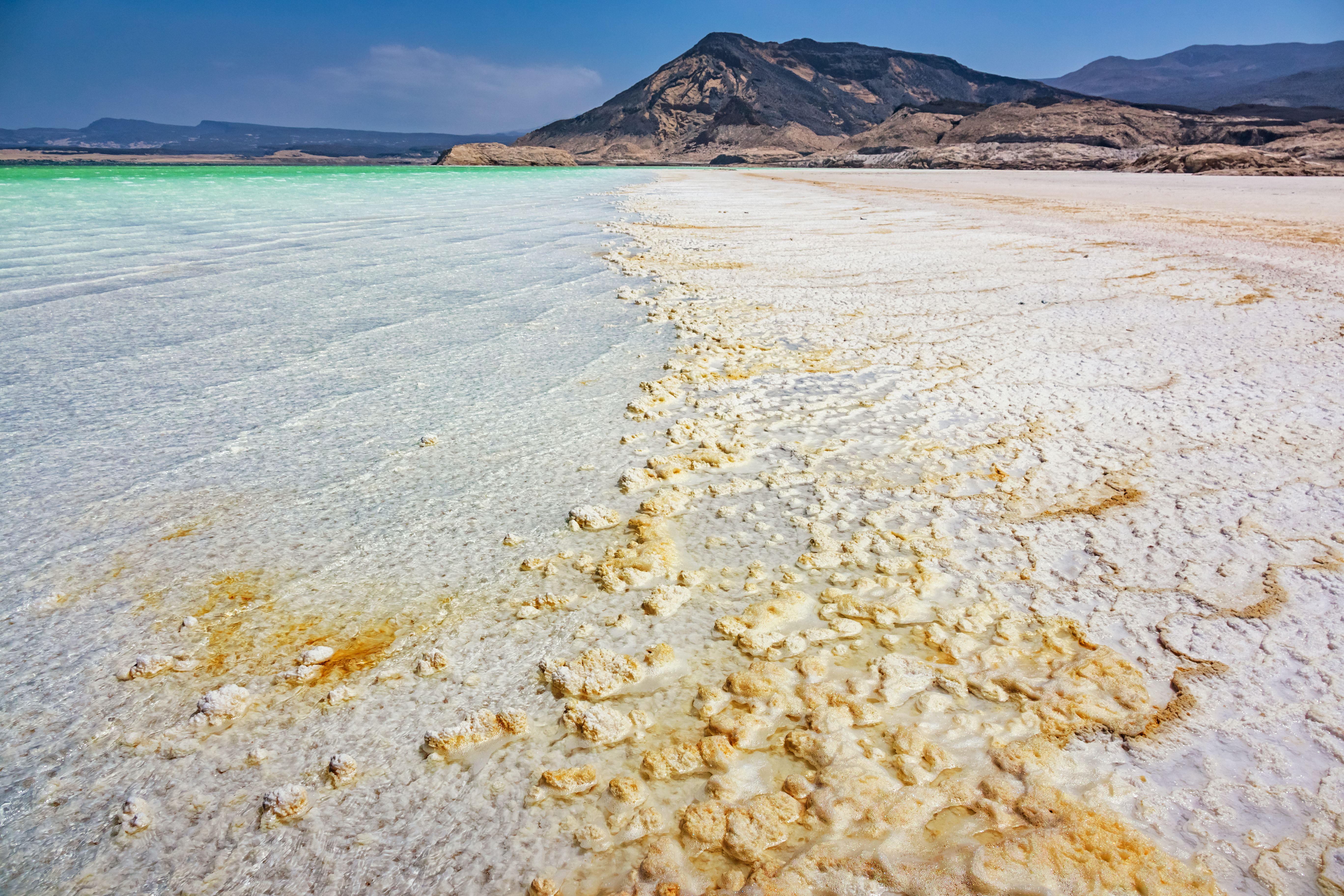 Lake Assal Lac Assal Tadjourah Region Djibouti beach Lake Assal Lac Assal Tadjourah Region Djibouti beach