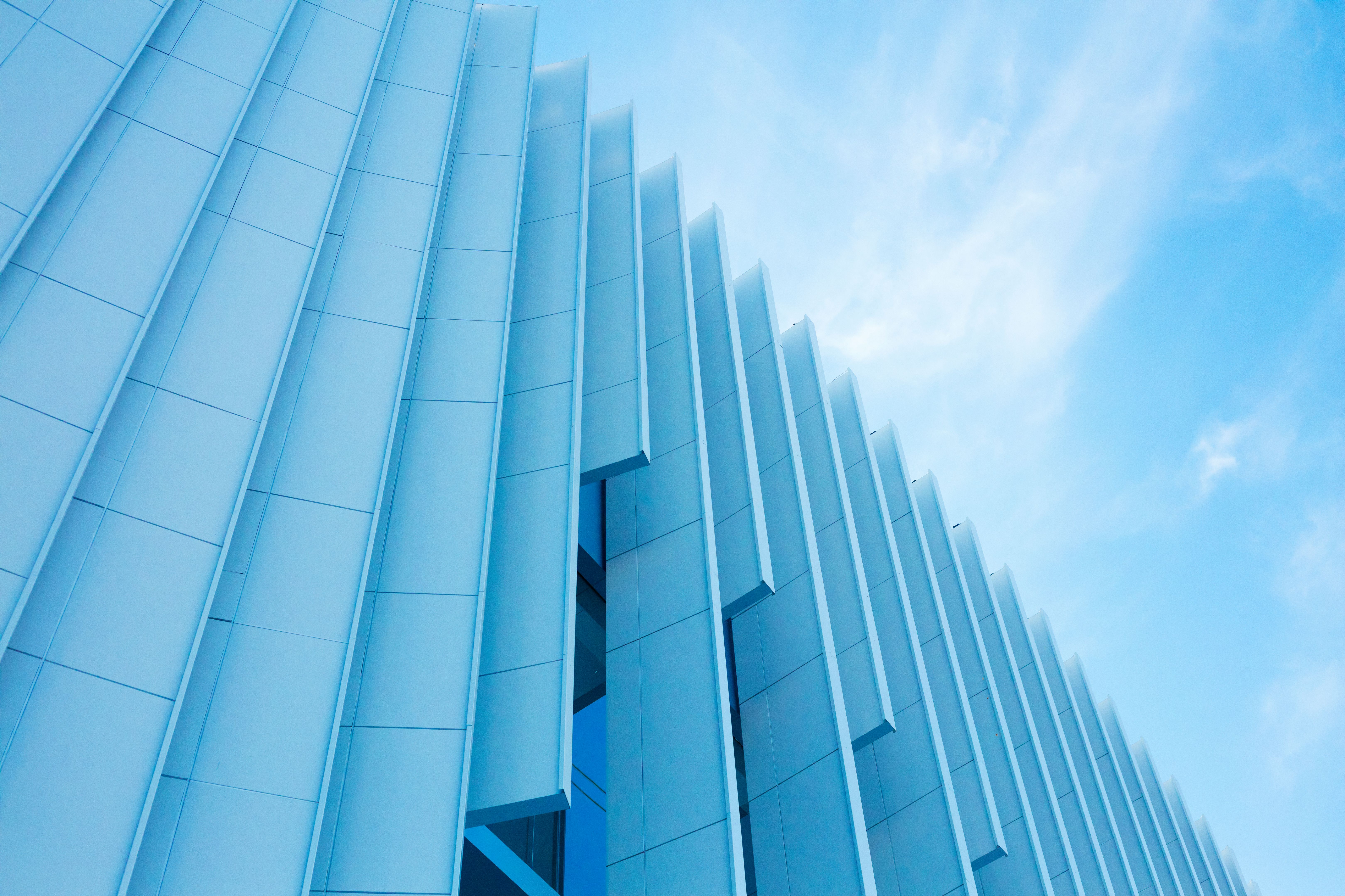 View up modern facade in sky