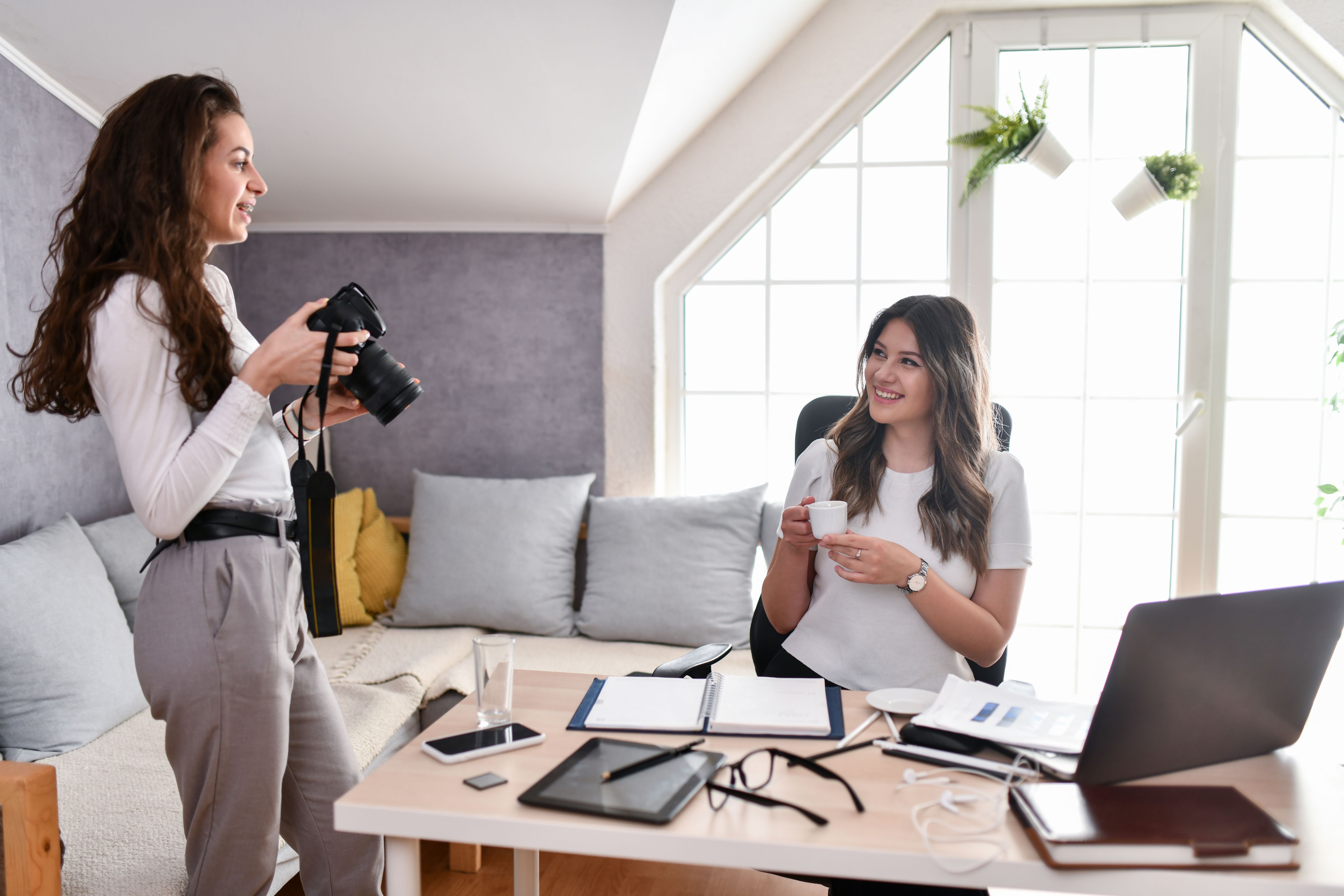 Female Photographer Documenting Her Friend And Freelancing Work Lifestyle