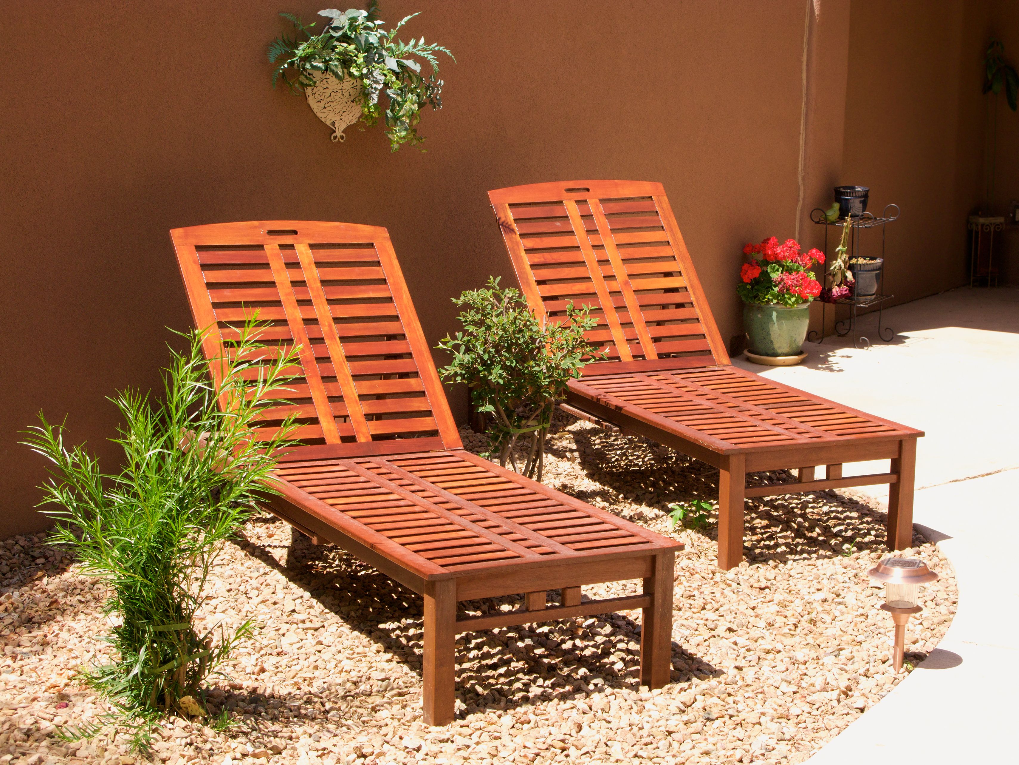 Phoenix desert patio with two redwood lounge chairs ready for cushions! Phoenix desert patio with two redwood lounge chairs ready for cushions!