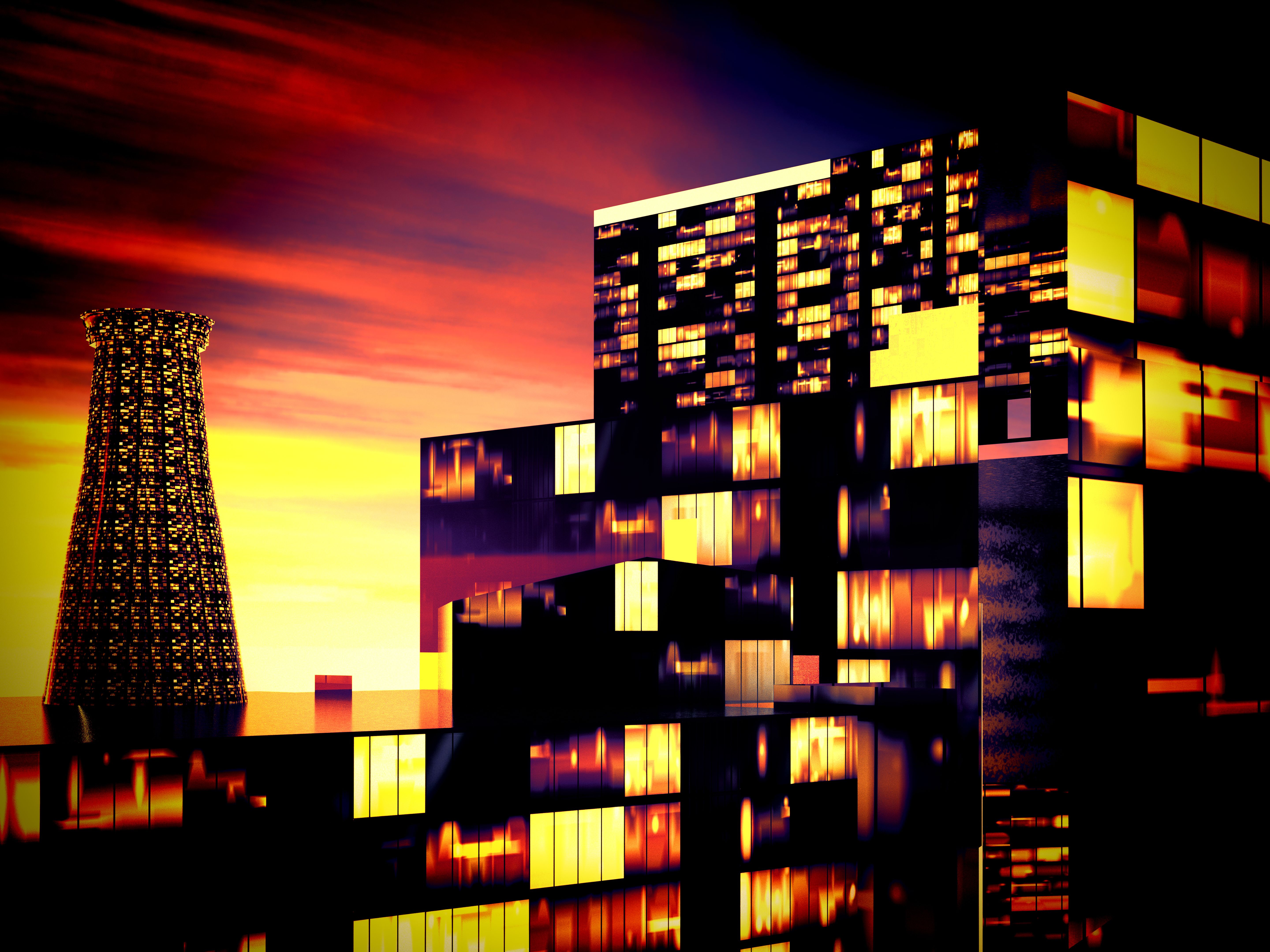 Business District at Night