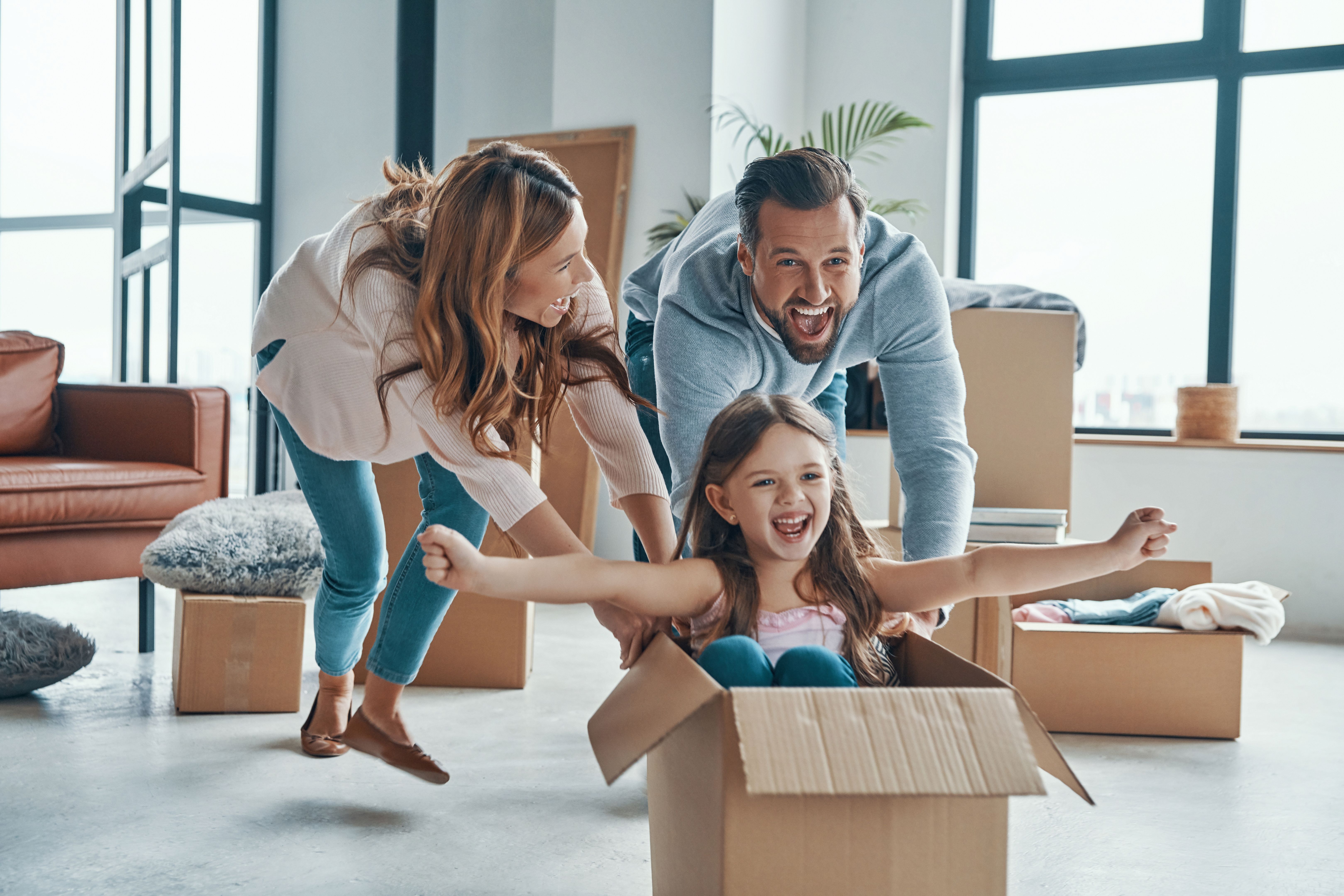 happy family moving