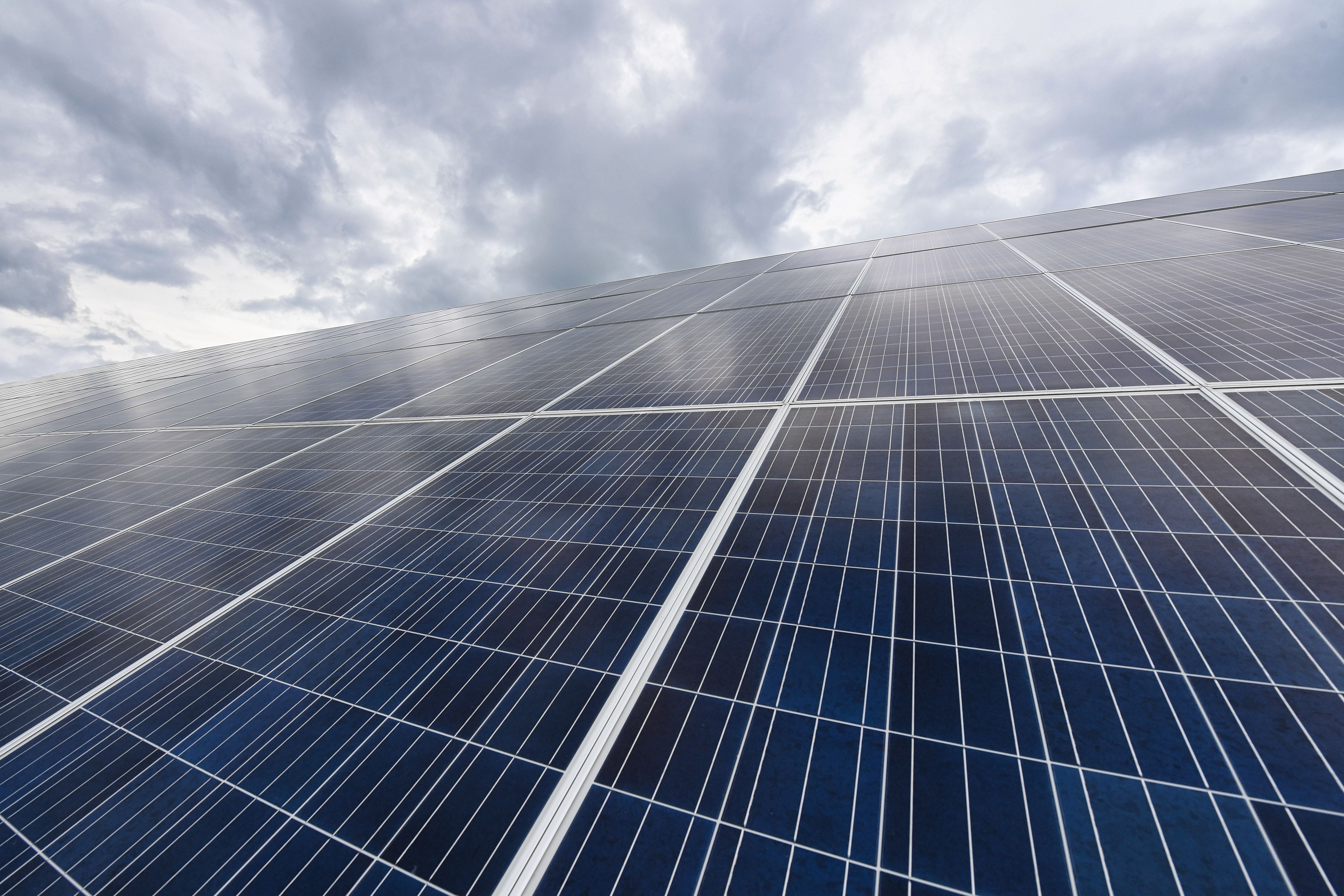 cloudy sky solar panels