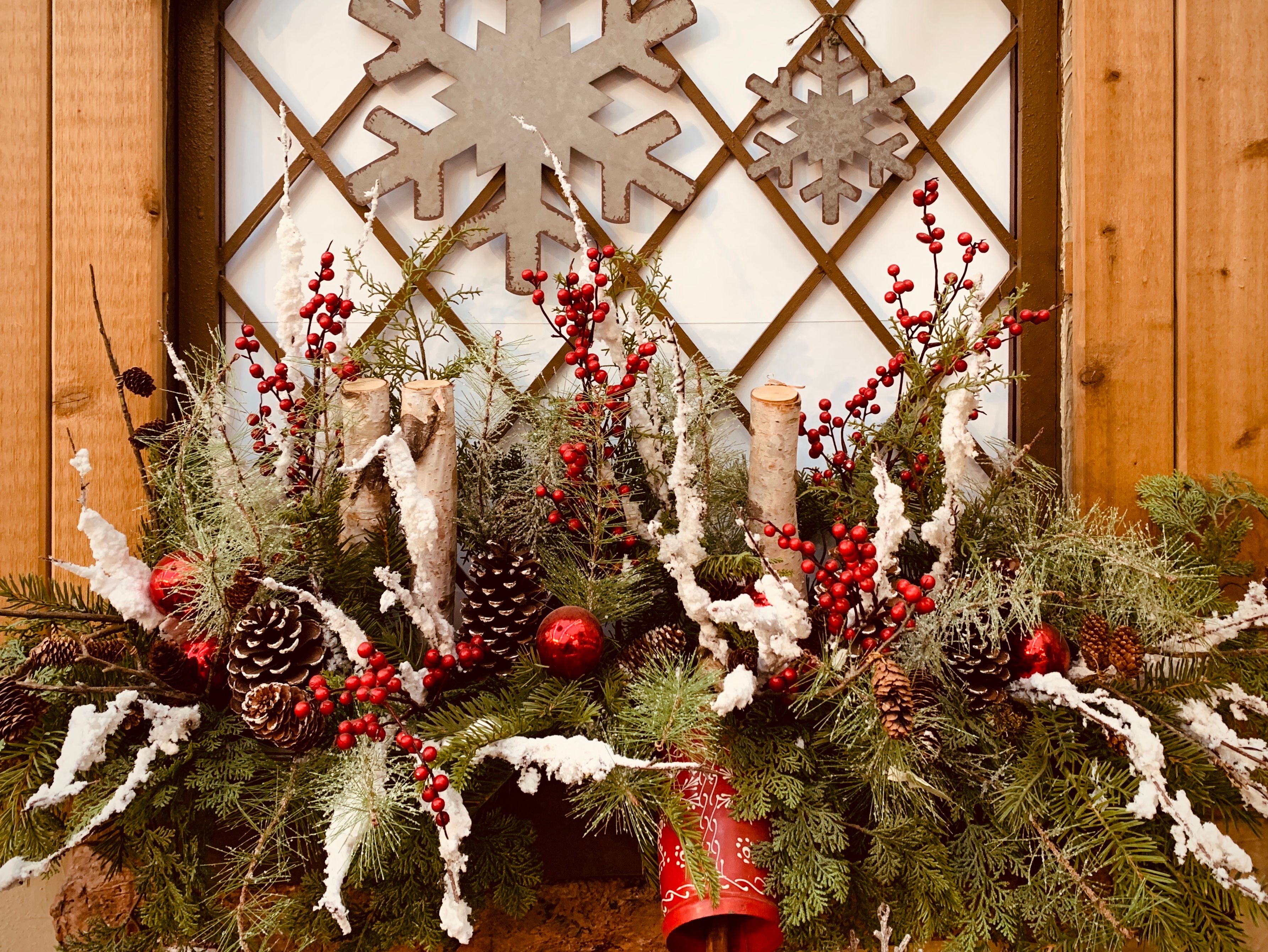 holiday decorated window