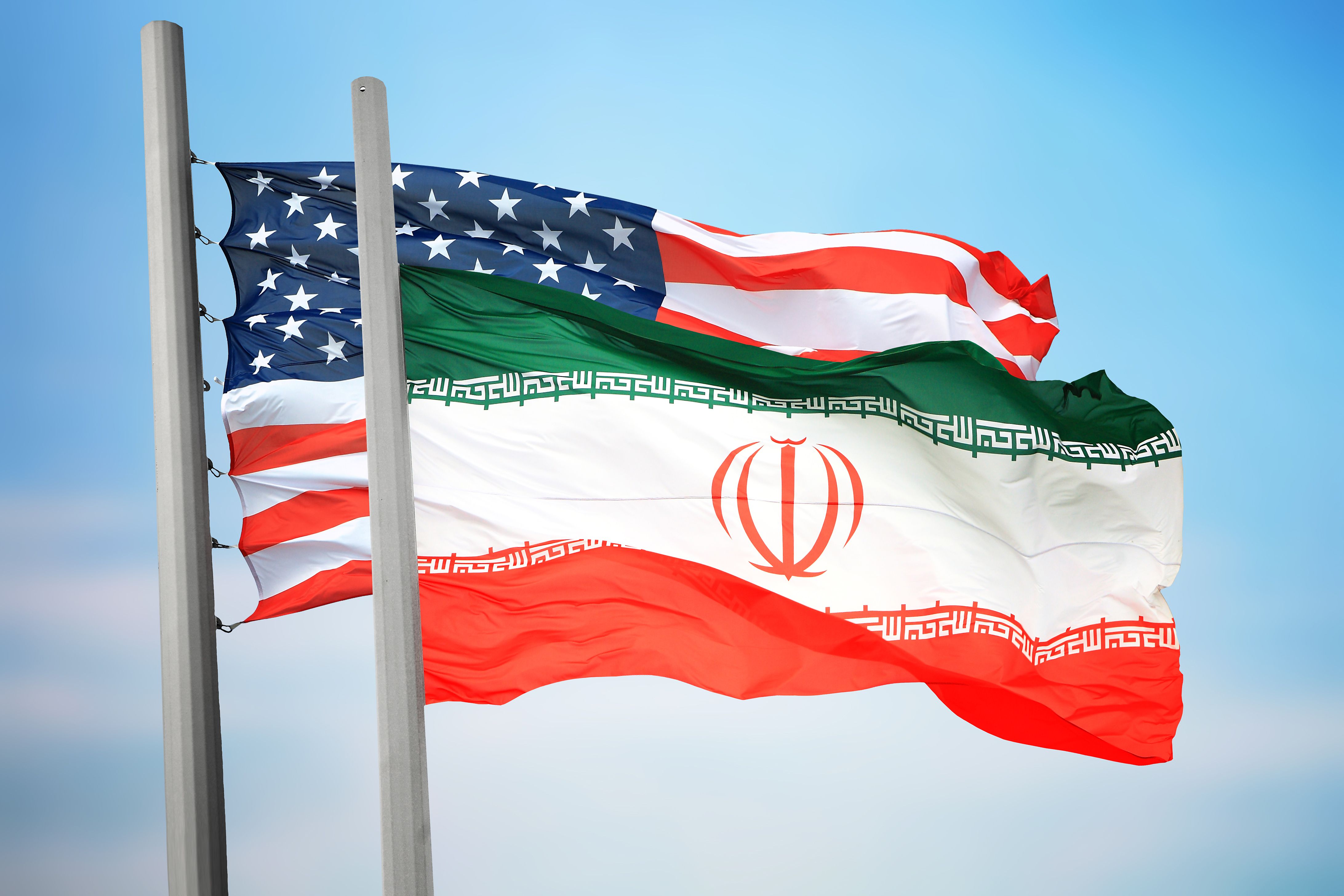 Flags of Iran and the USA