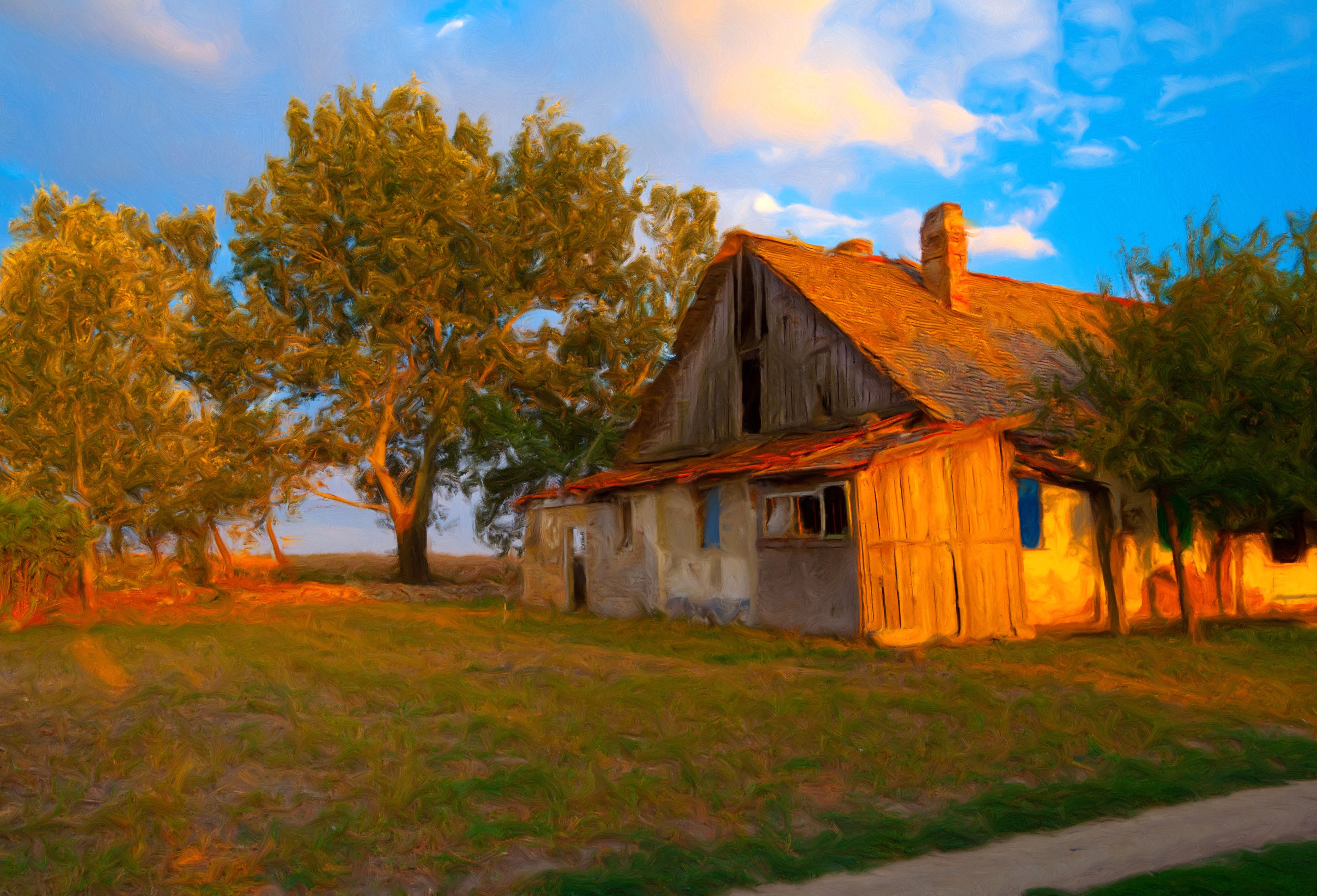 autumn house painting