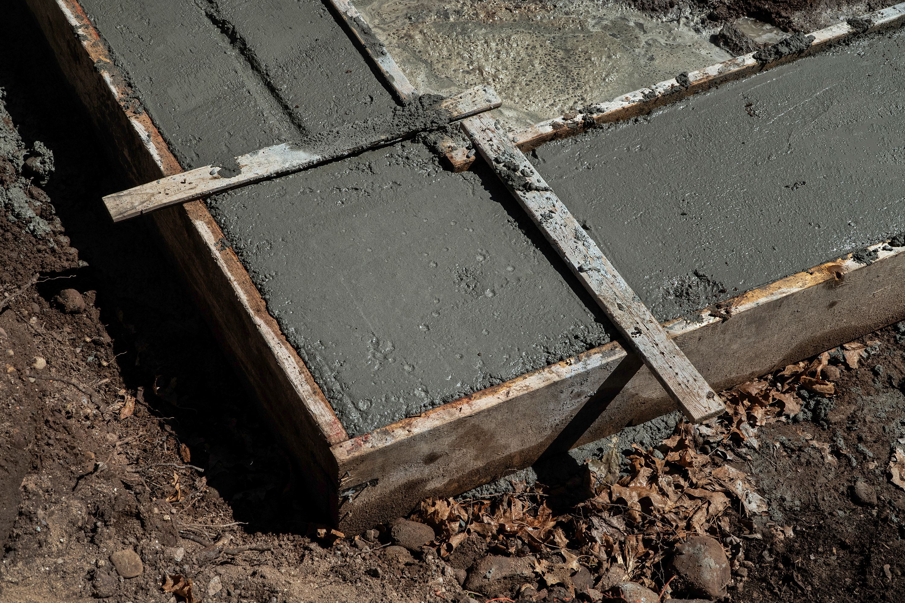 Newly Poured Foundation at Corner Newly Poured Foundation at Corner