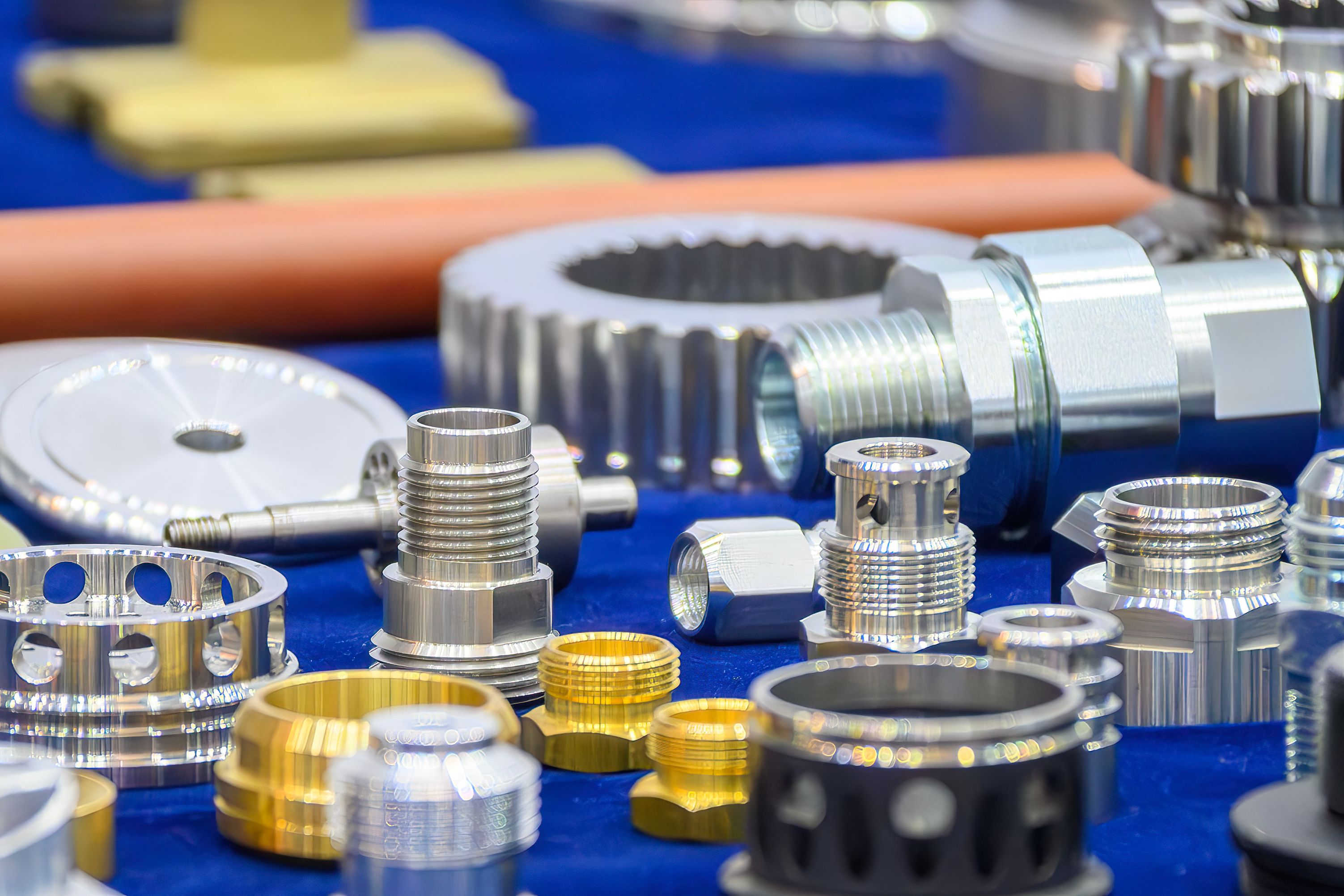 Close up scene the group of stainless steel pipe connector.