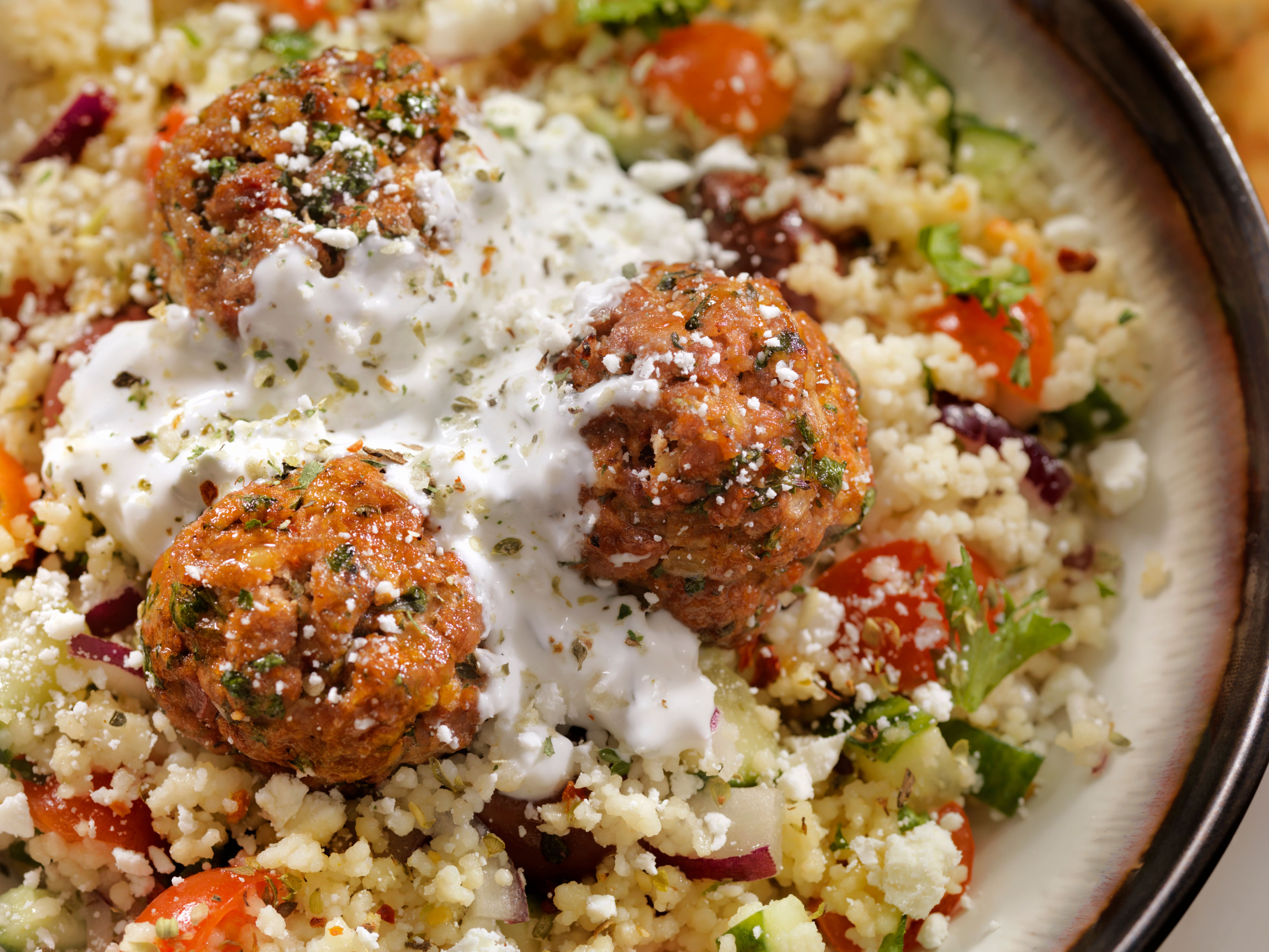greek salad lamb