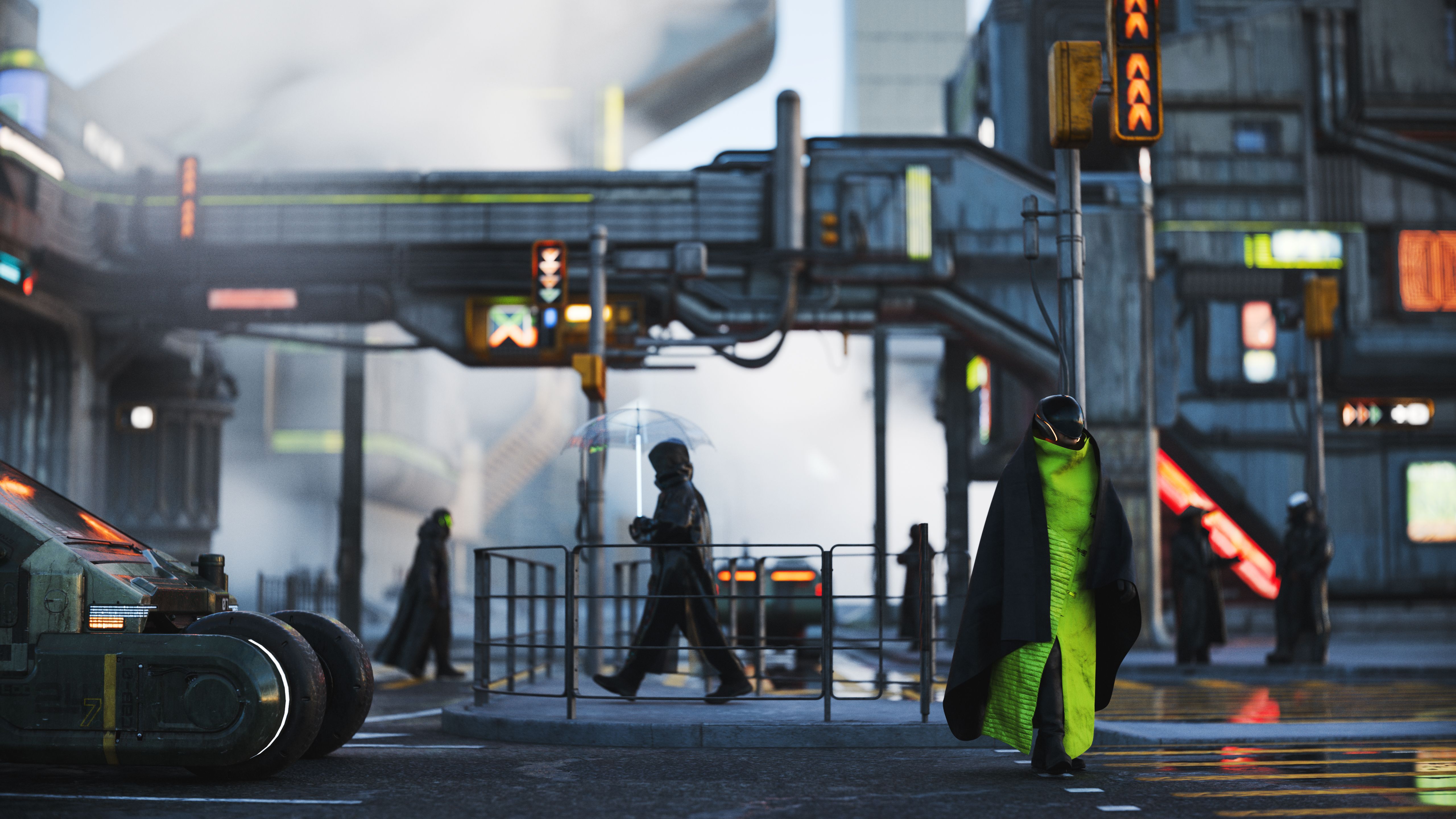 Cyberpunk street scene