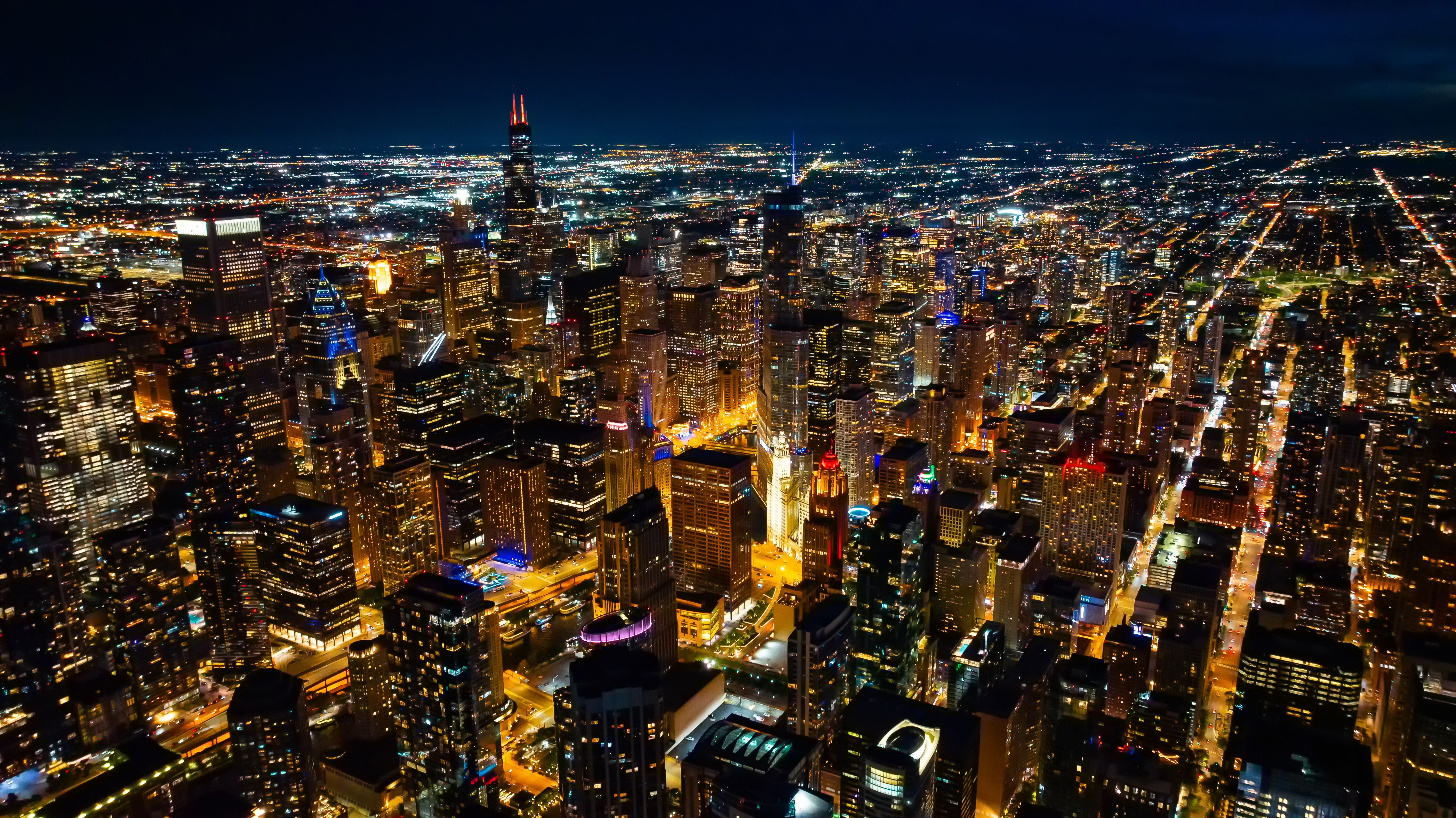 chicago skyline night