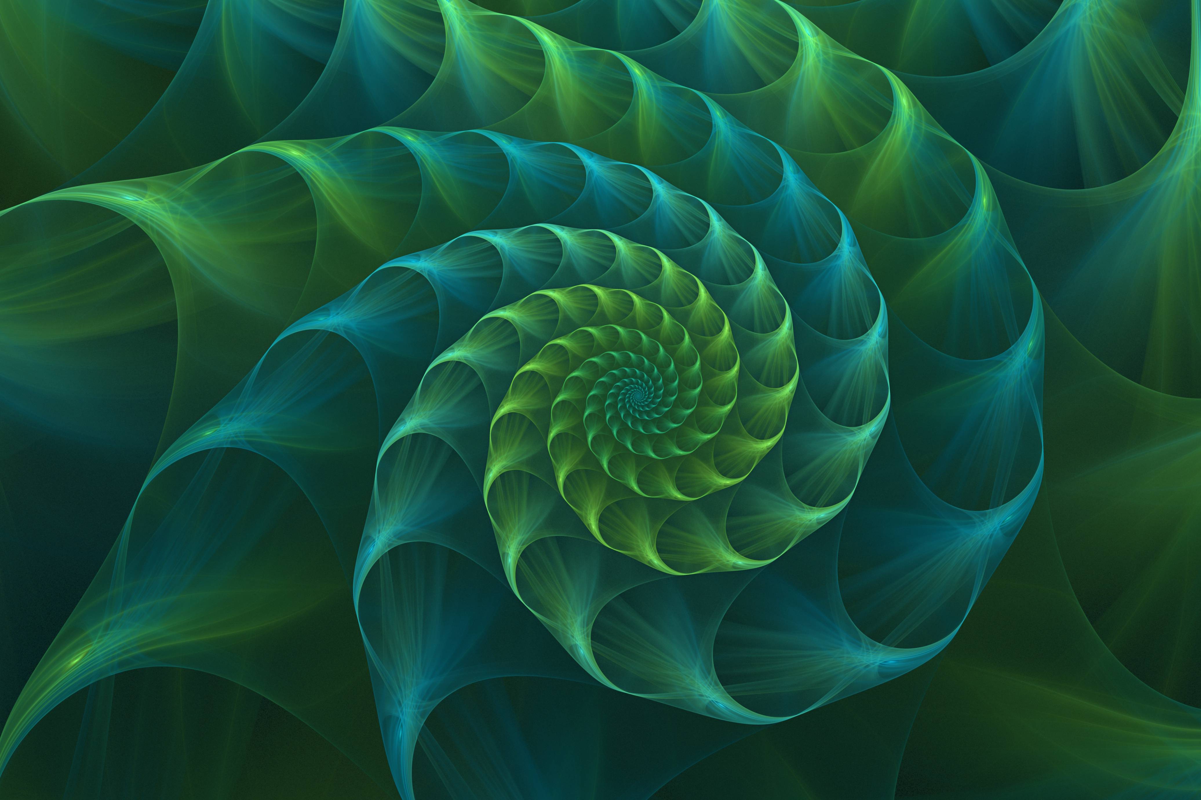 Abstract fractal blue and green nautilus sea shell Abstract fractal blue and green nautilus sea shell