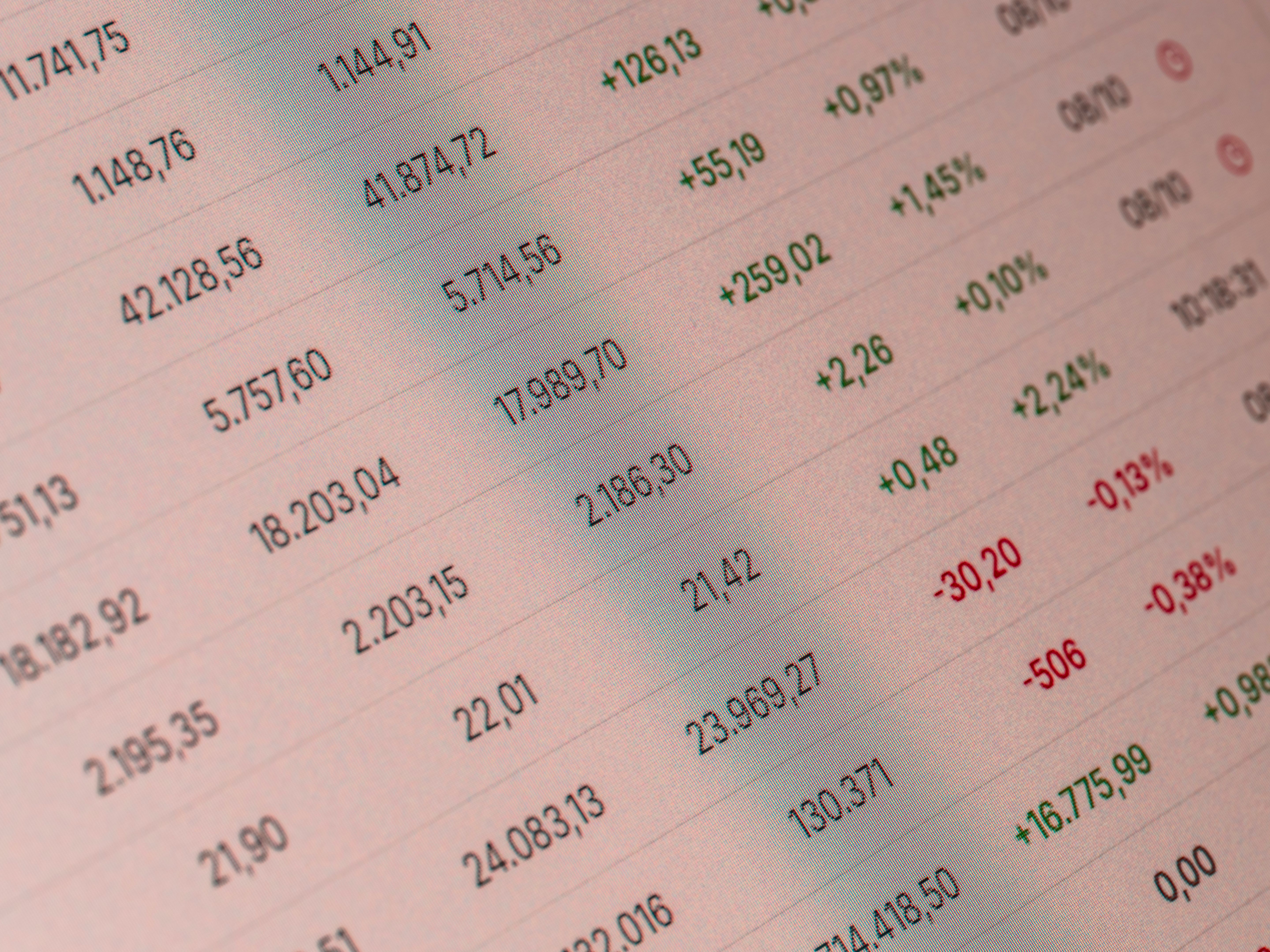 Stock data numbers taken from an LCD screen