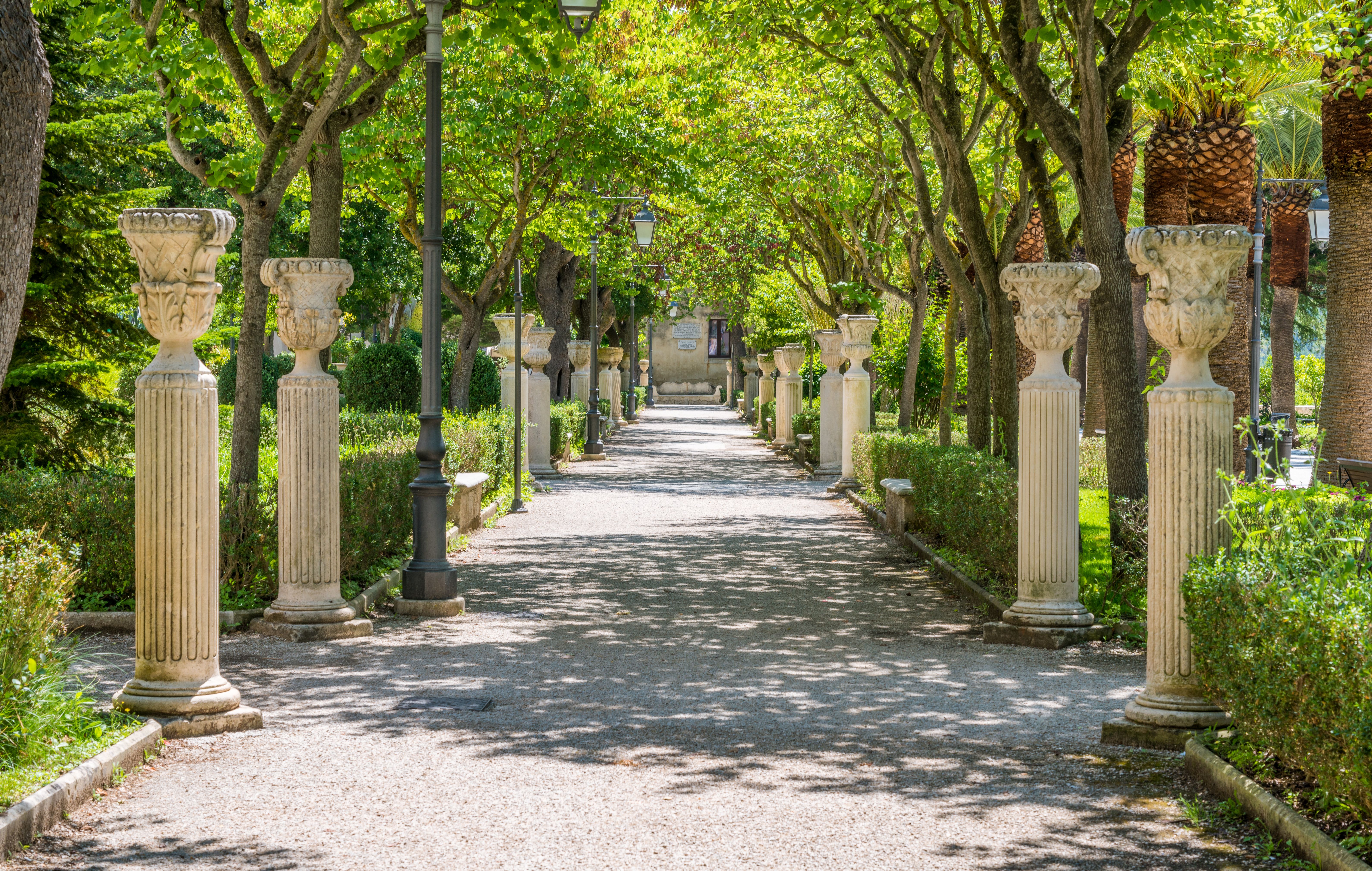 Idyllic view in Ragusa Ibla garden (Giardino Ibleo). Sicily, southern Italy. Idyllic view in Ragusa Ibla garden (Giardino Ibleo). Sicily, southern Italy.