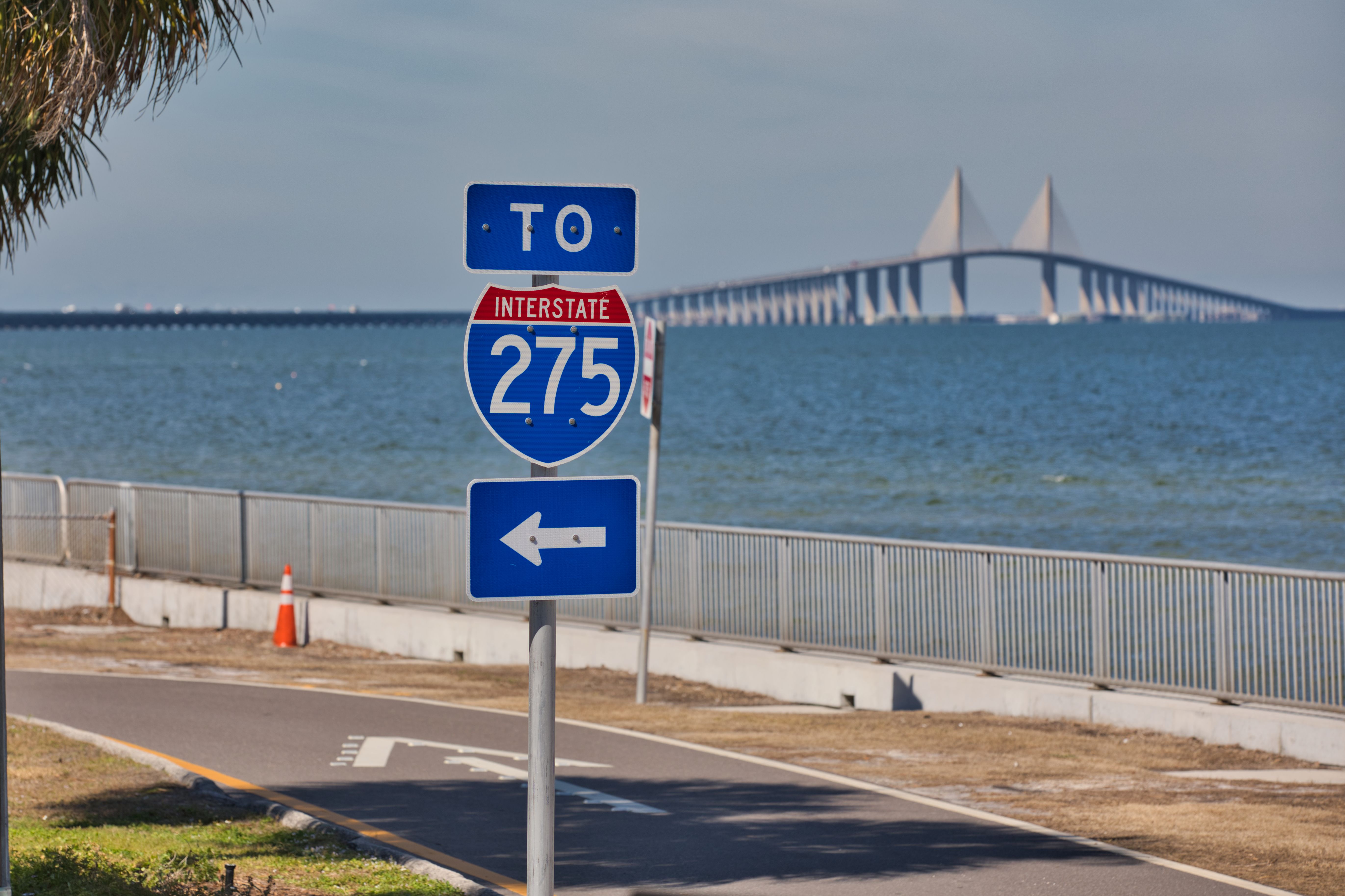Interstate Sign With Skyway Bridge