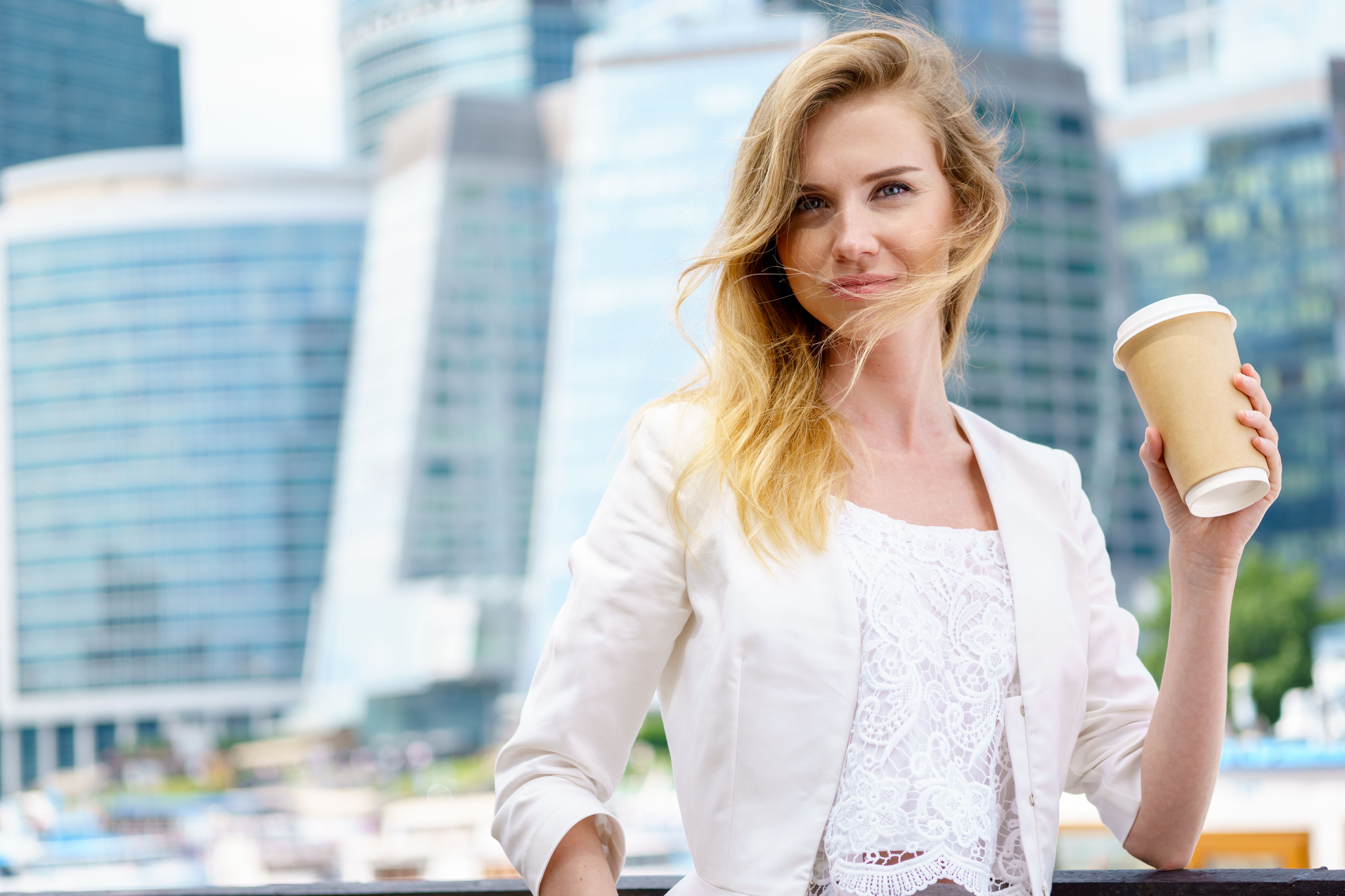 Beautiful Woman with Coffee to Beautiful Woman with Coffee to