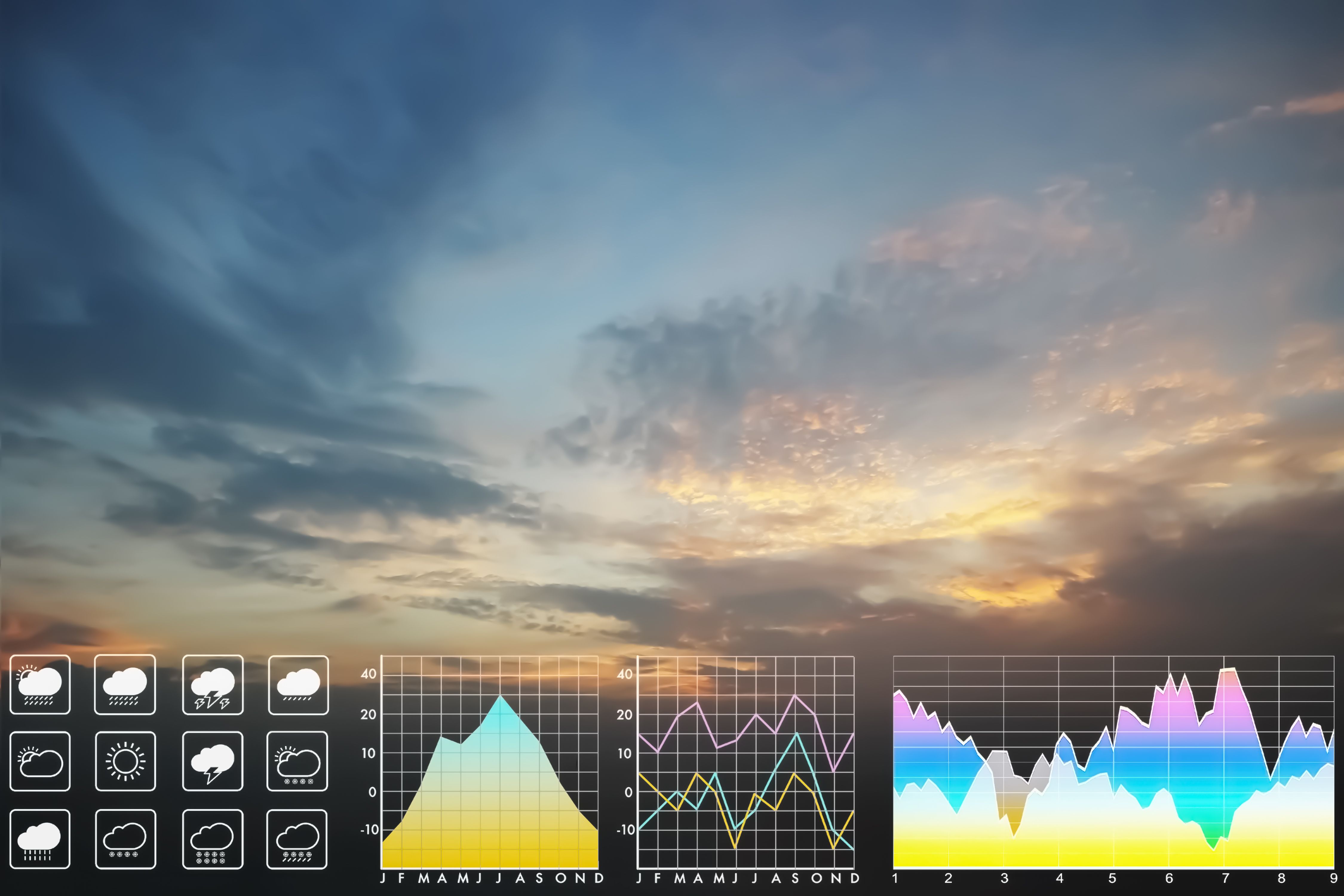Environment data symbol forecast for meteorology presentation and report background