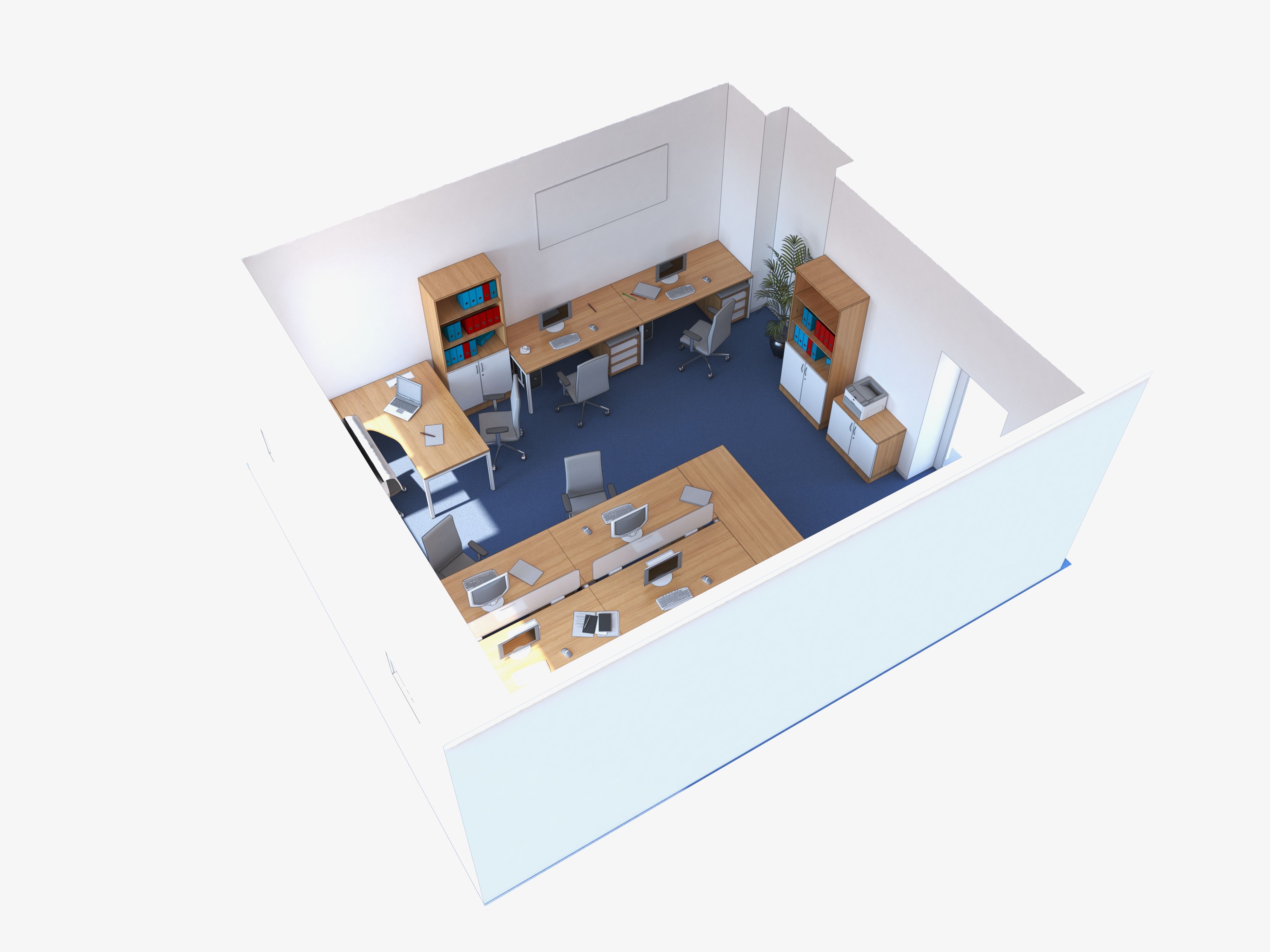 ufficio, visualizzazione interna, illustrazione 3D