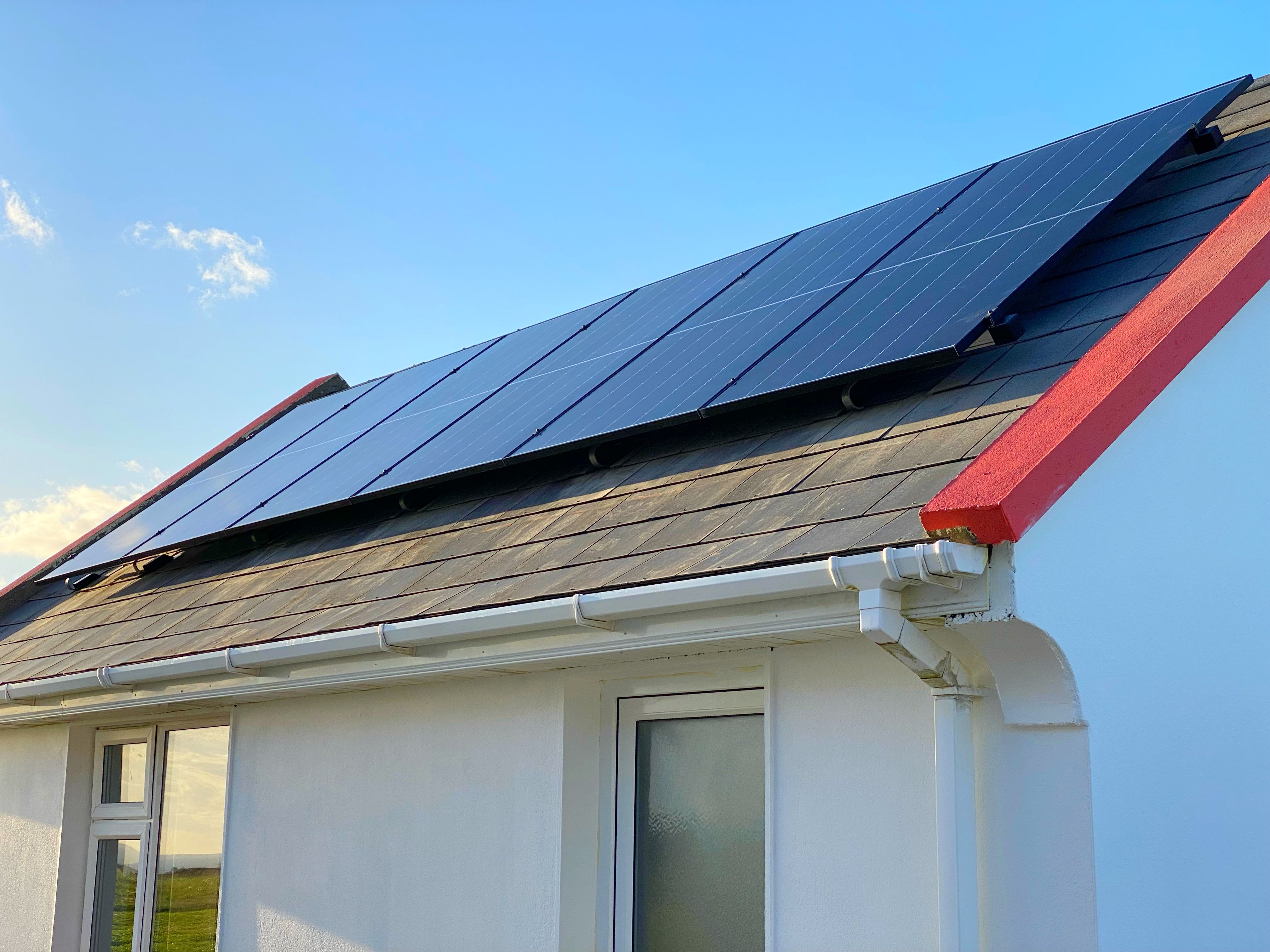 Solar panel installation on residential house