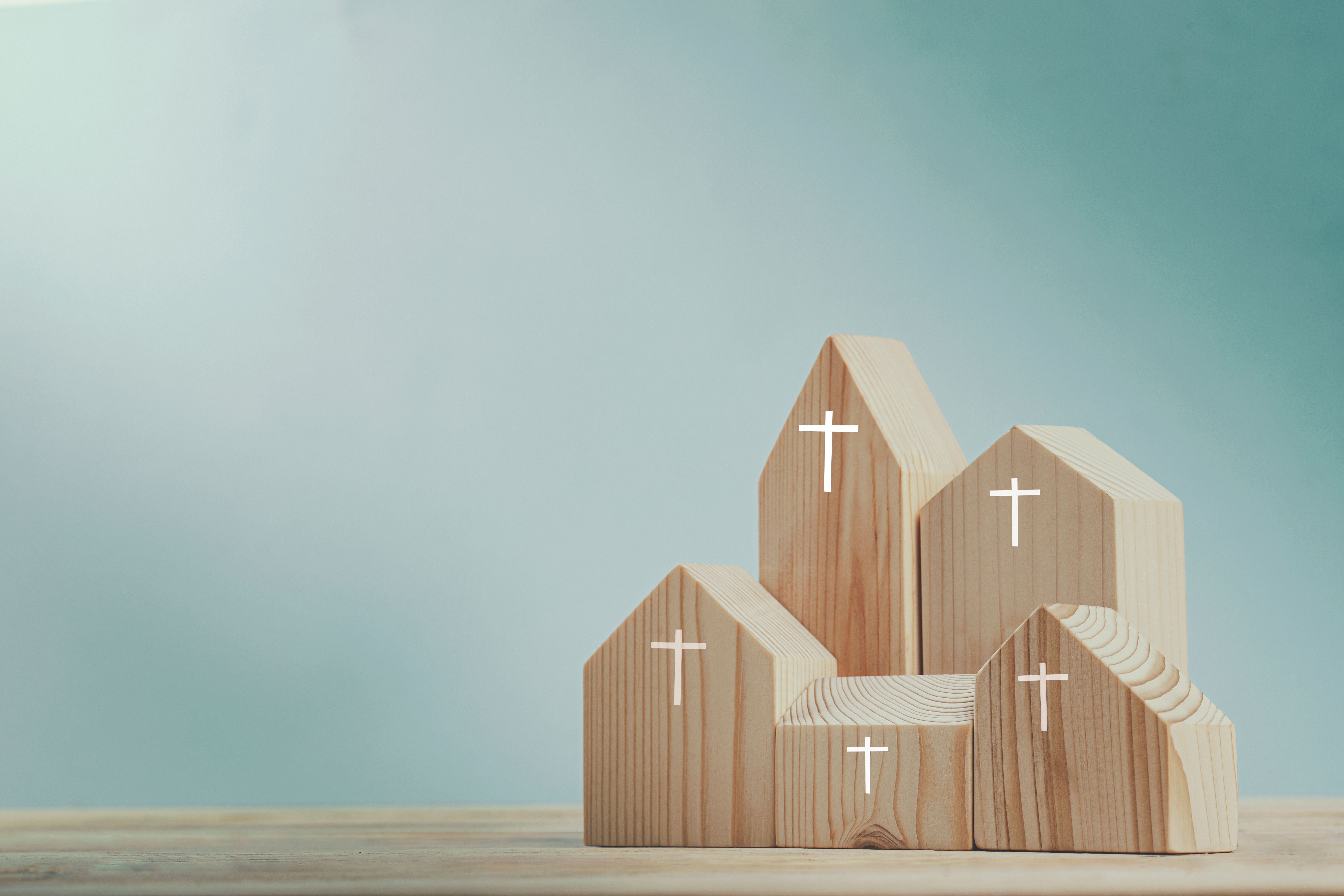 Village of church for catholics , community of Christ , Concept of hope , christianity , faith, religion and church online.