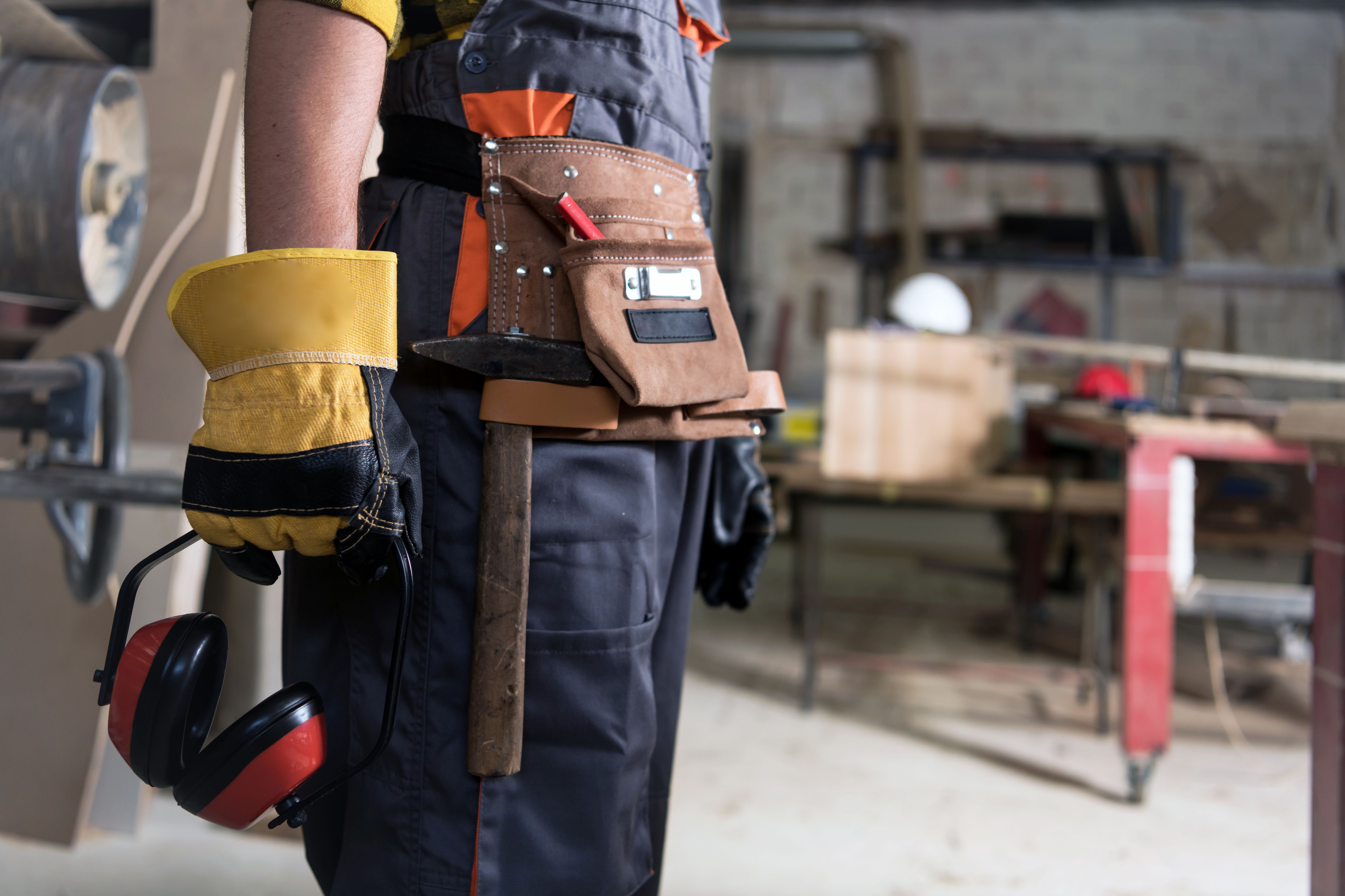 Carpenter's yellow tool belt
