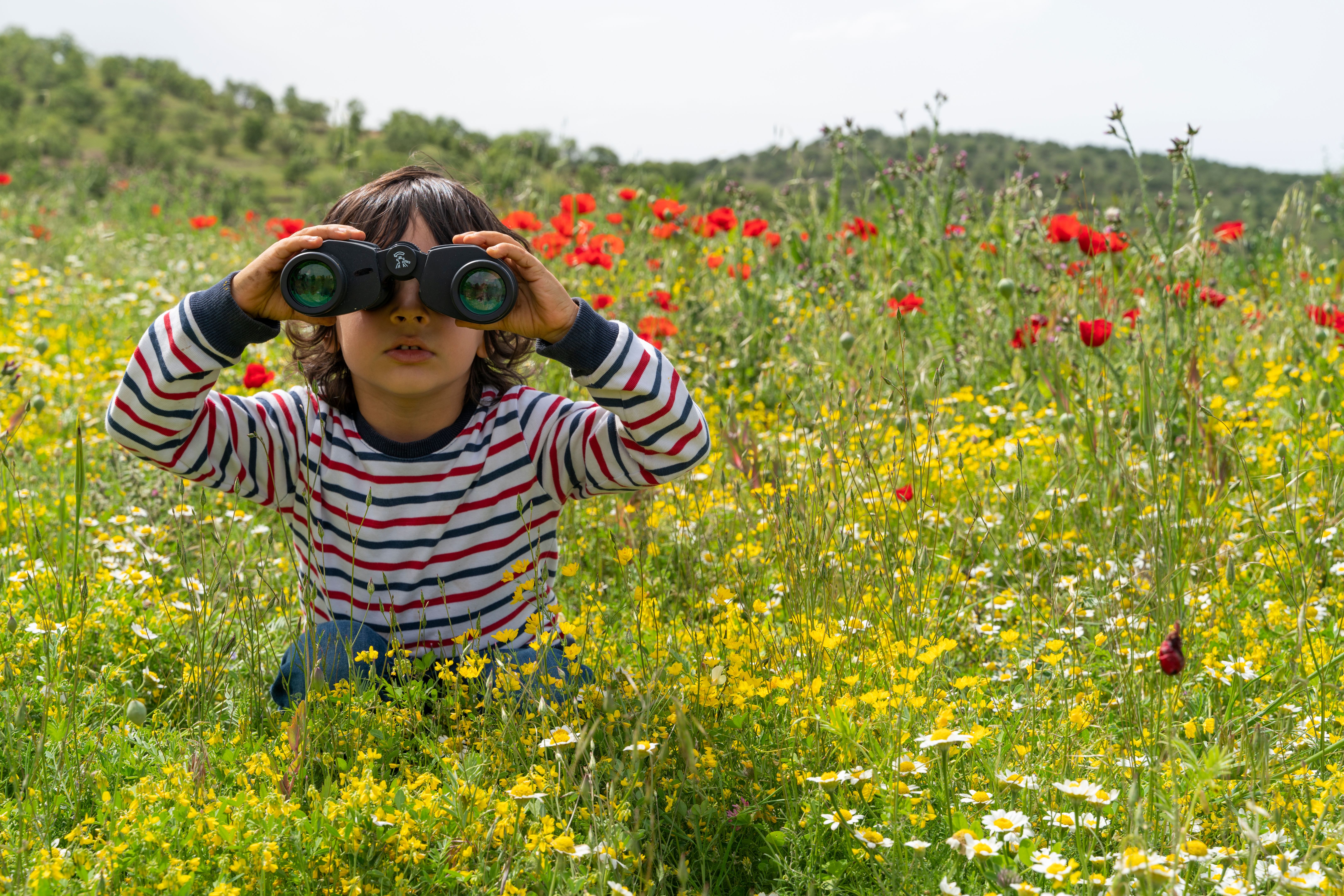 child exploring nature