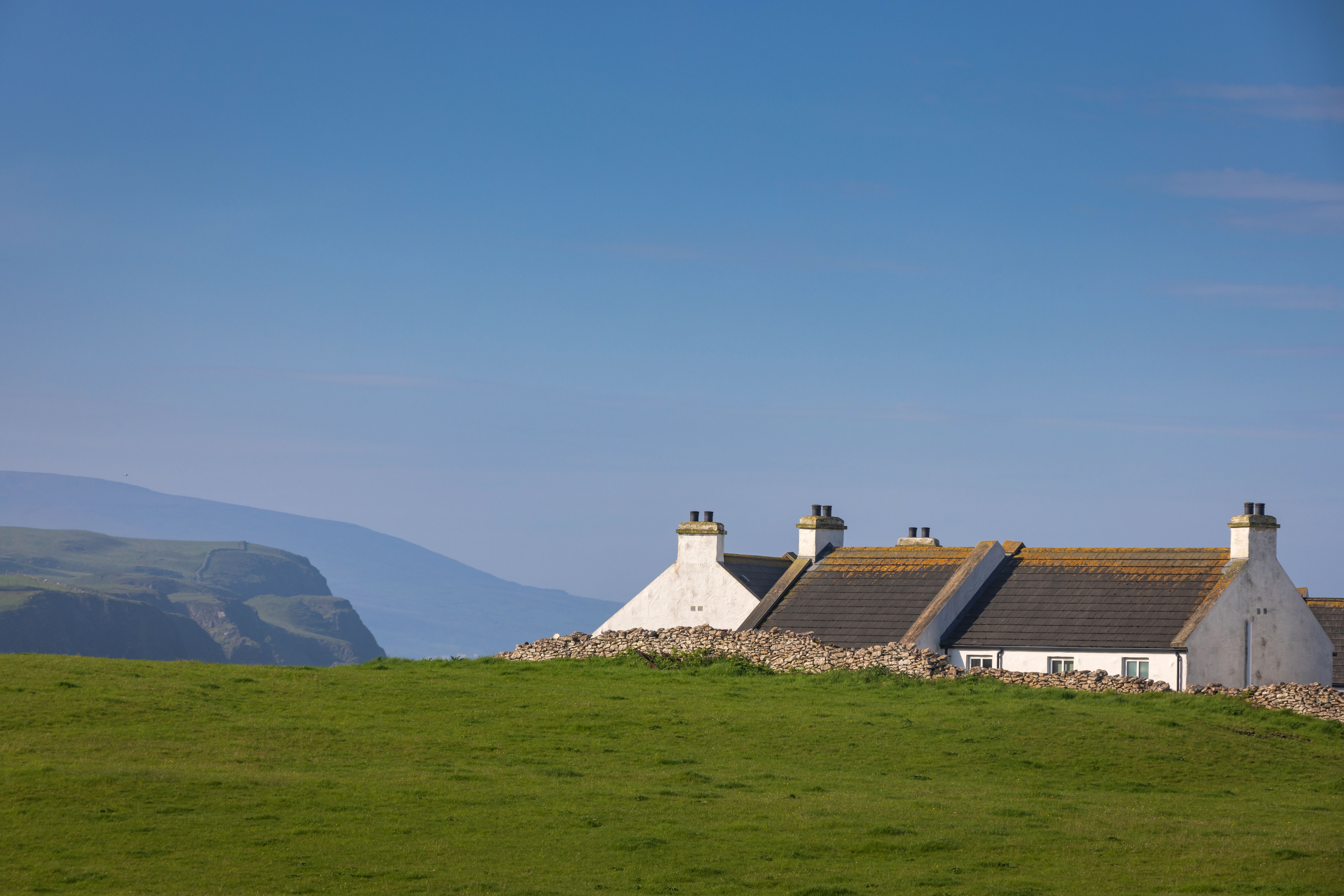 houses on Rathlin Island, an island off the coast of Northern Ireland