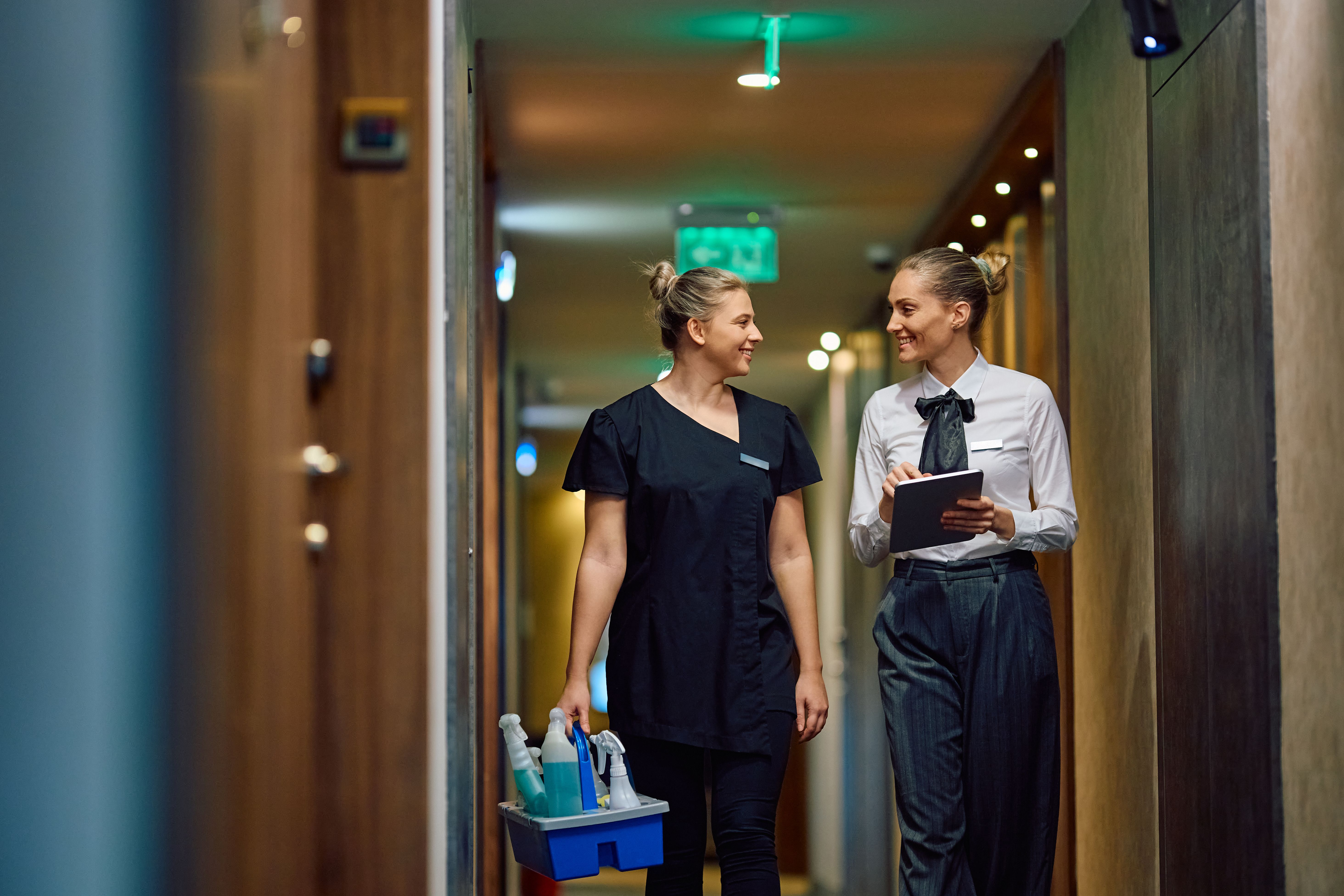 Hotel housekeeping staff at work