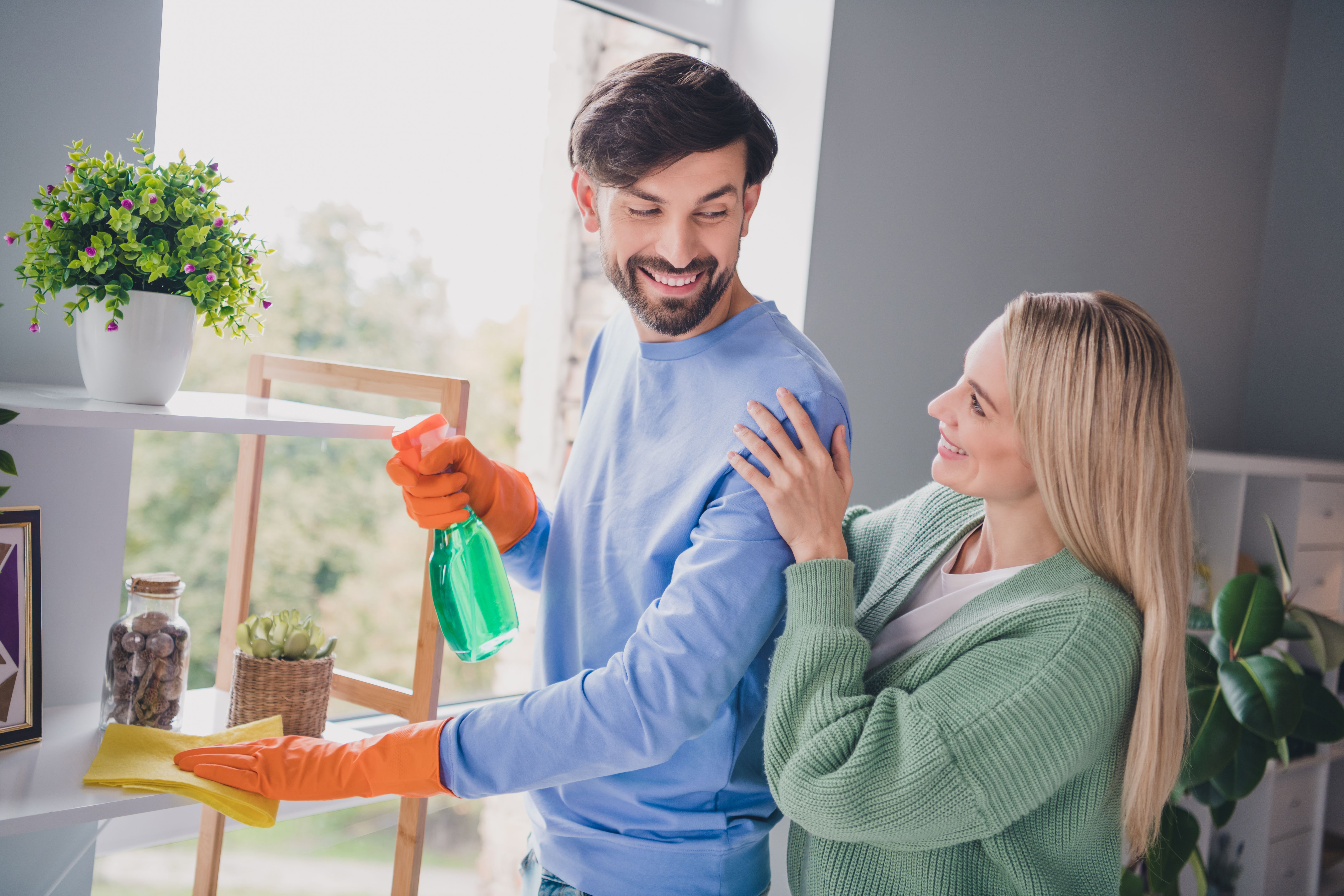 friends helping clean