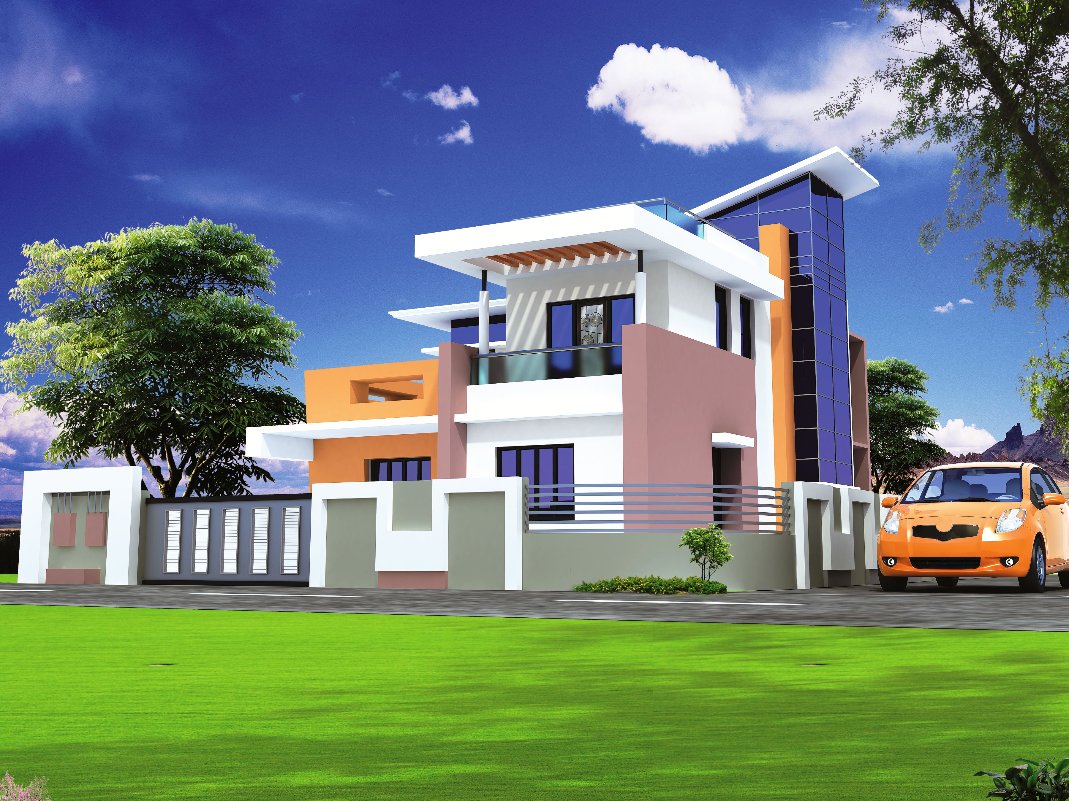 3D exterior architectural design of a modern building