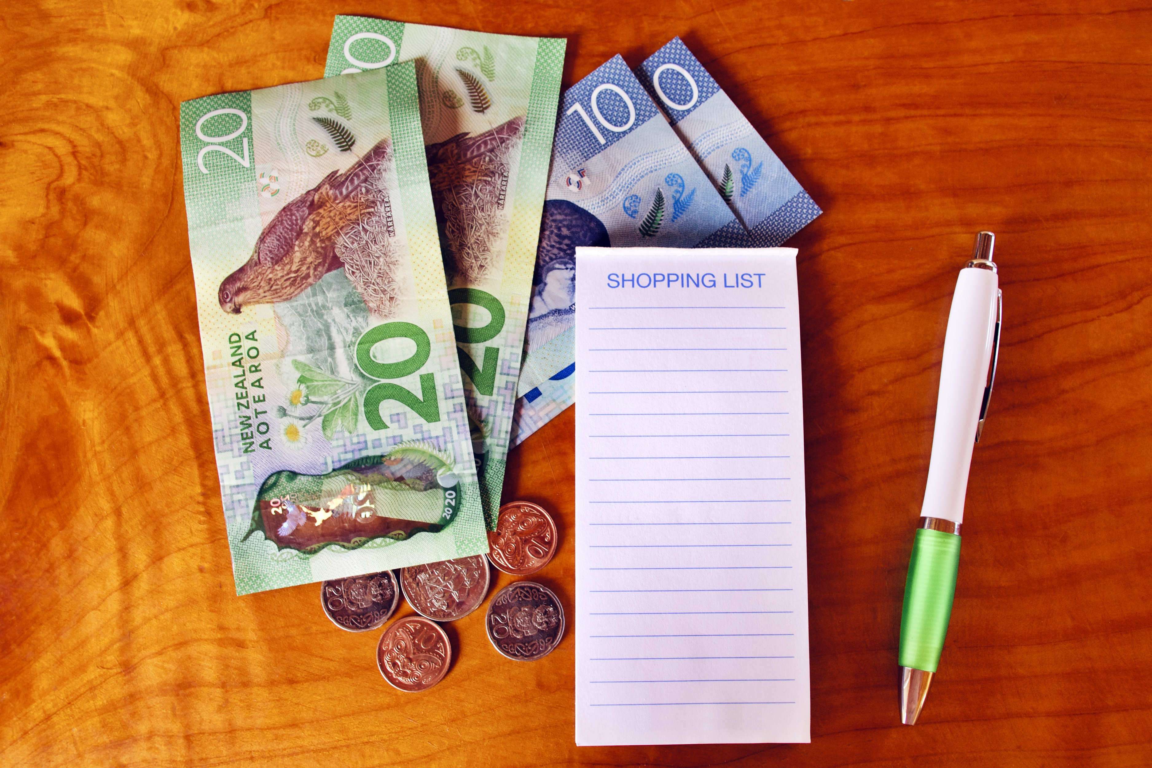 Budgeting Food Shopping During Inflation Concept (NZD)