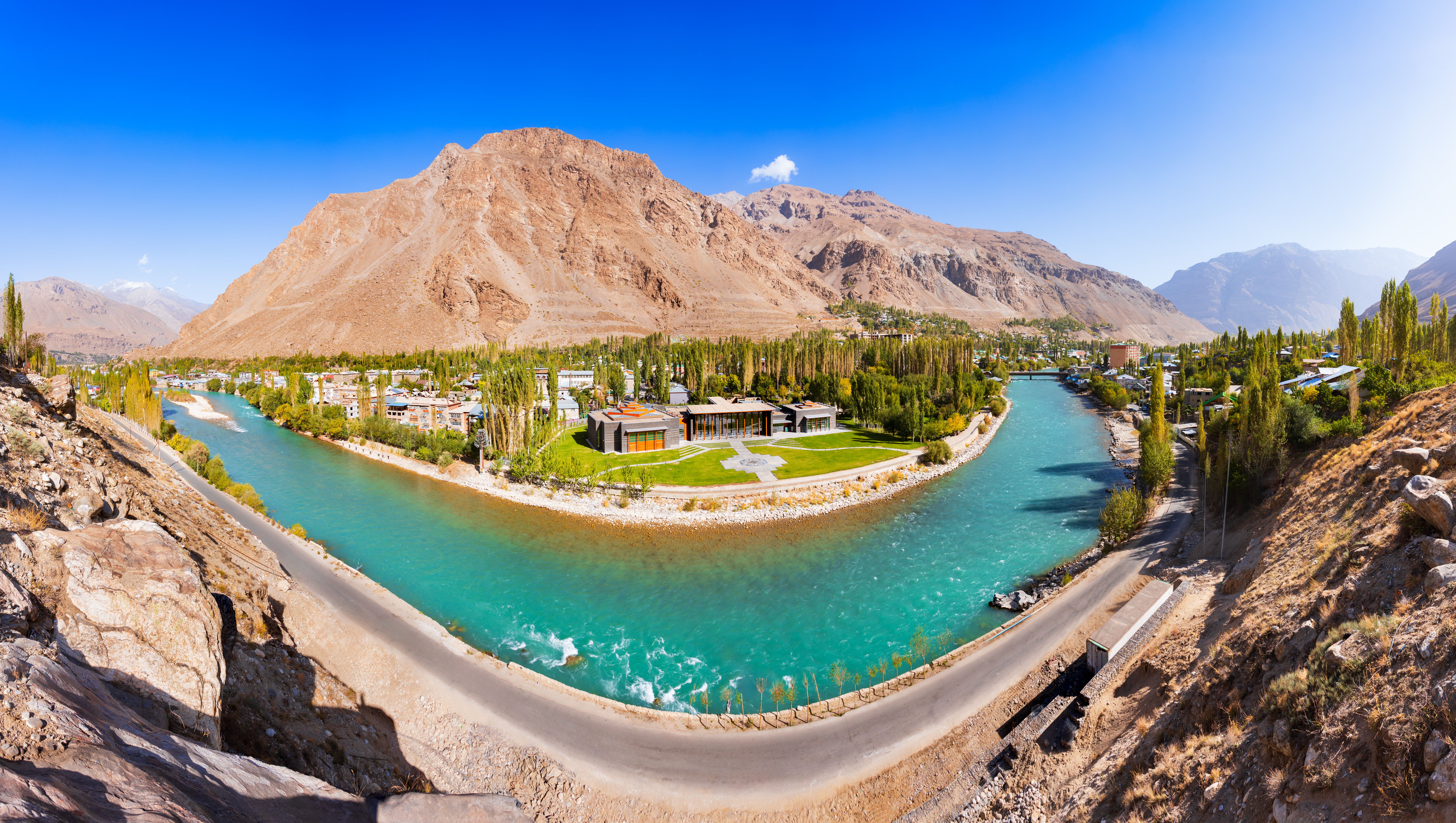 Khorog city aerial panoramic view in Tajikistan Khorog city aerial panoramic view in Tajikistan
