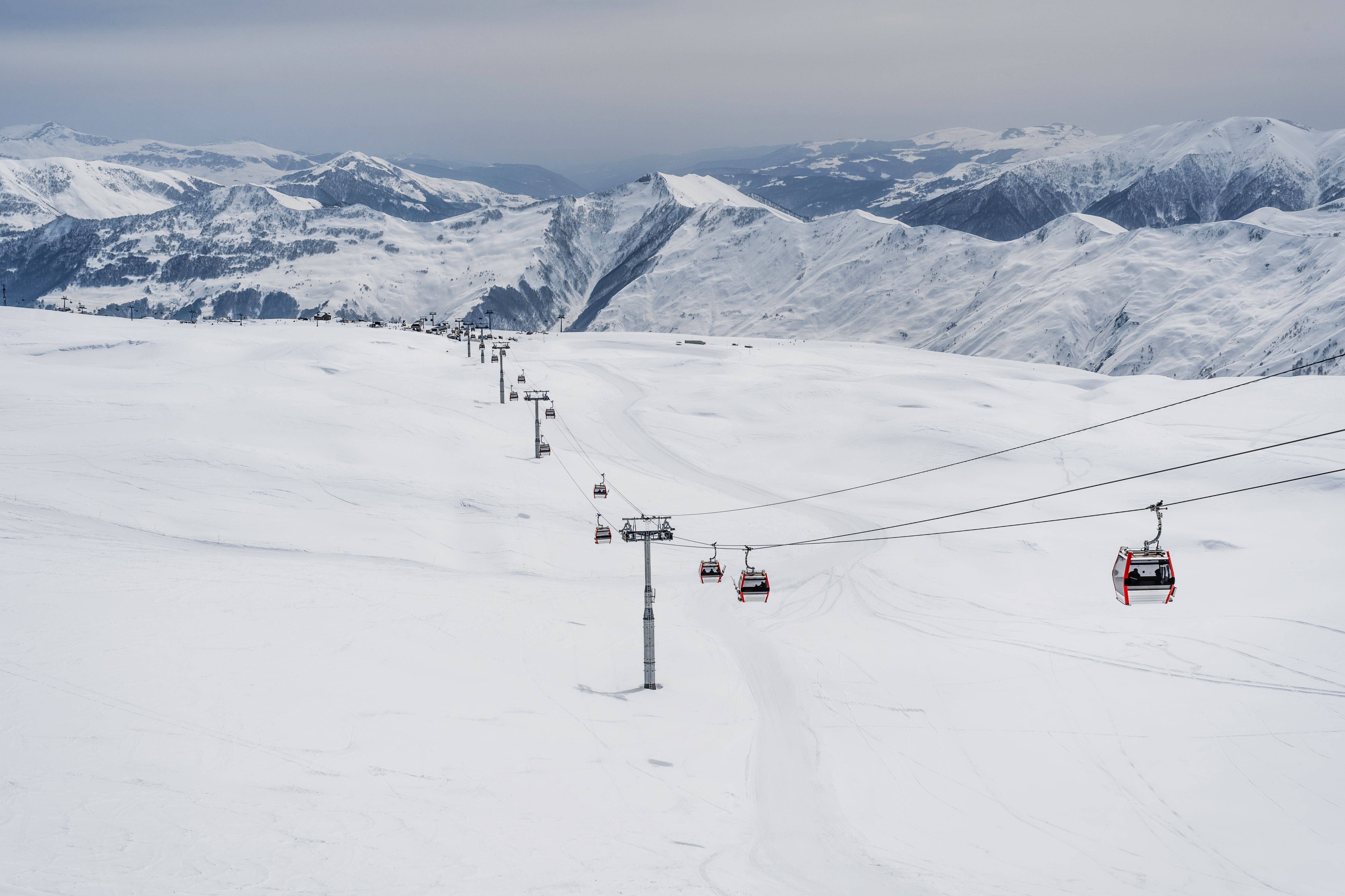 Gondola and track in ski resort Gudauri, Georgia