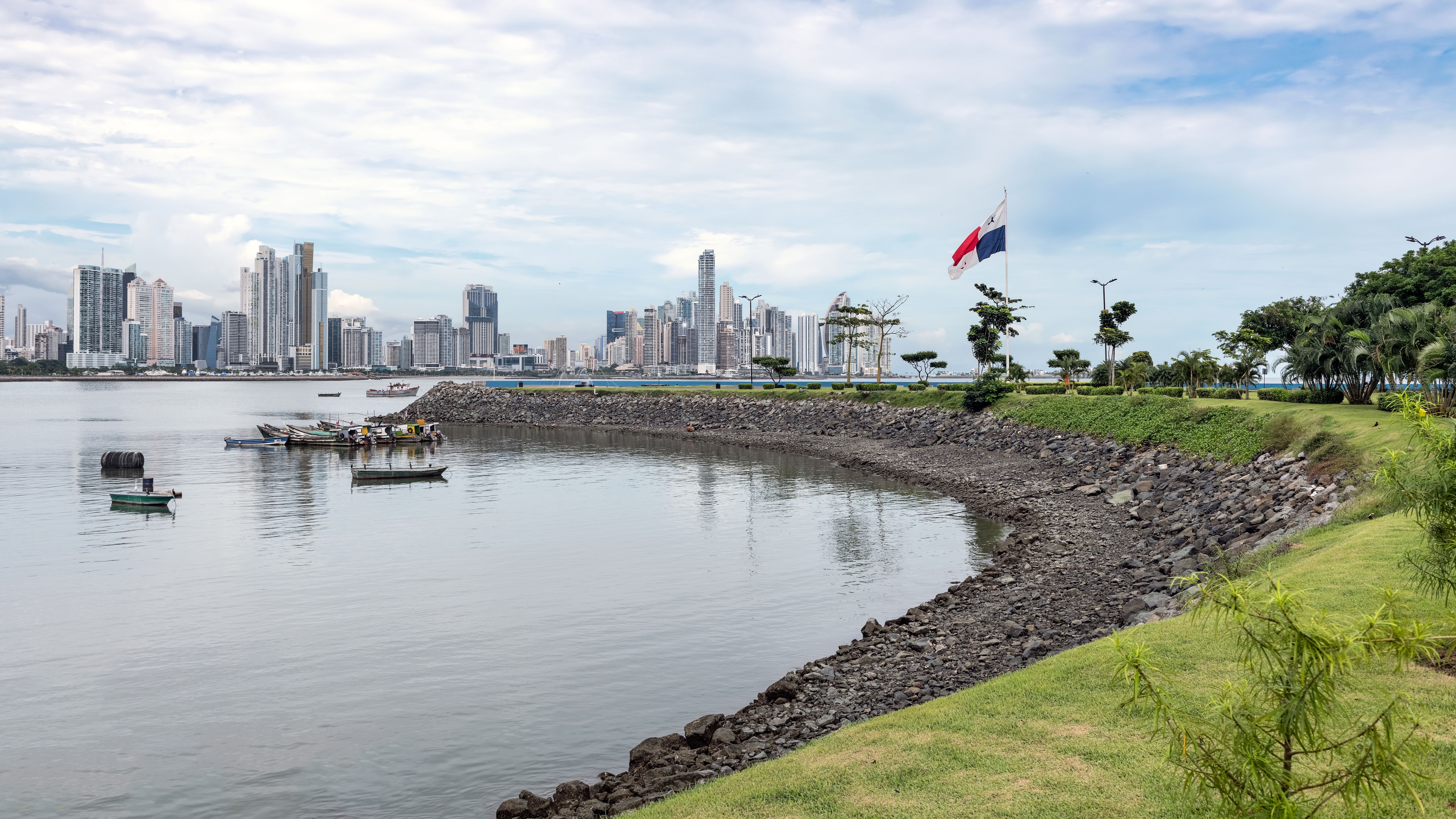 The skyline of skyscrapers in Panama City, Panama.