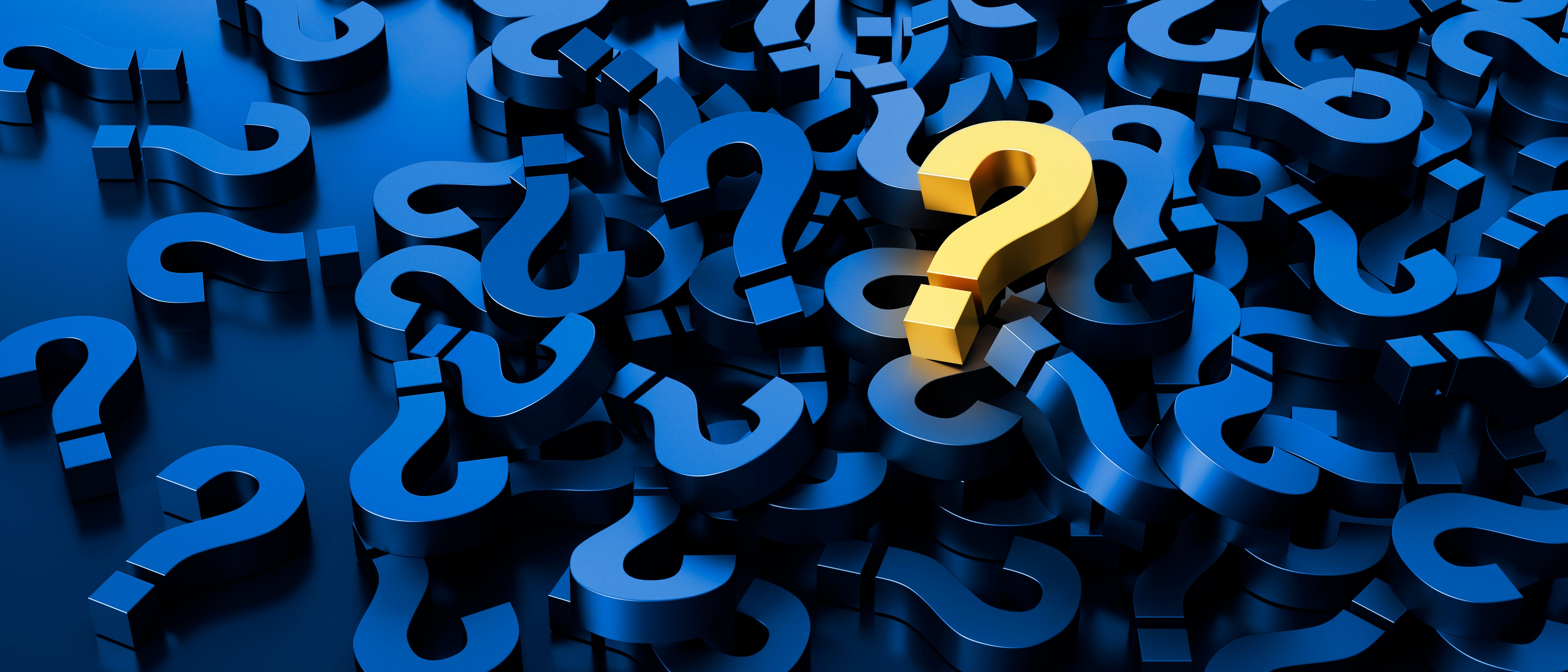 Large pile of dark blue and golden question mark symbols Large pile of dark blue and golden question mark symbols